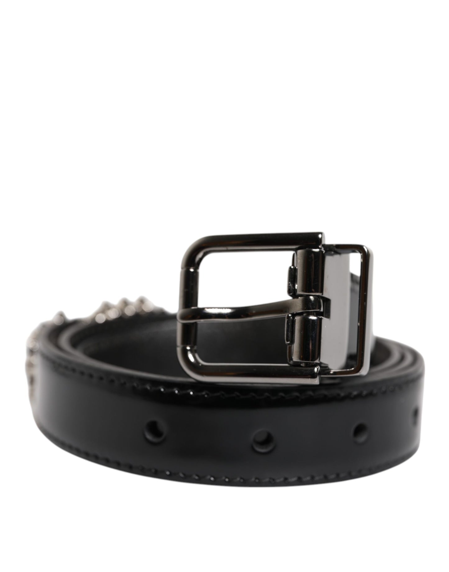 Dolce & Gabbana – Schwarzer Gürtel mit verzierter Logoschnalle aus Metall