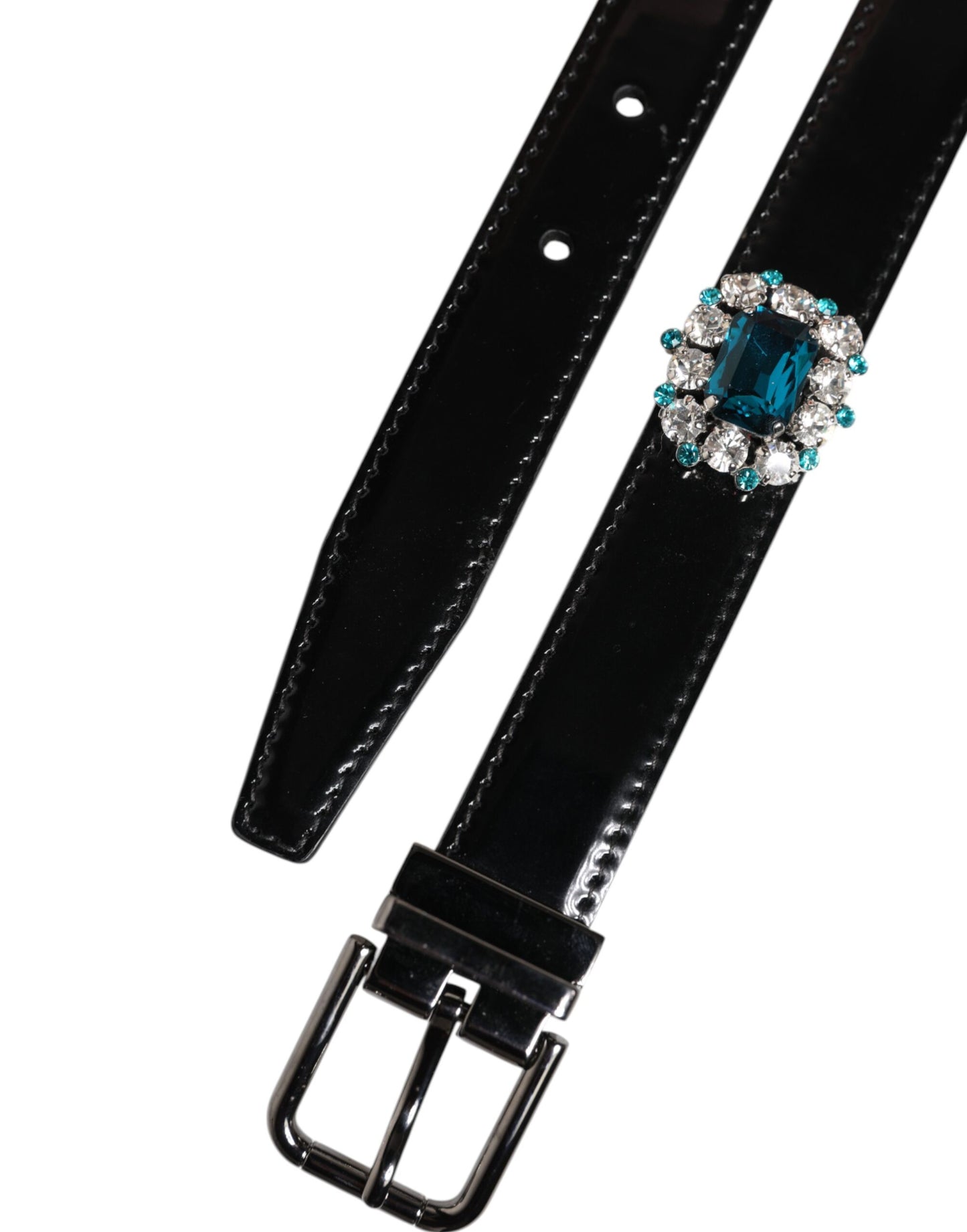 Dolce & Gabbana – Schwarzer Gürtel mit verzierter Logoschnalle aus Metall