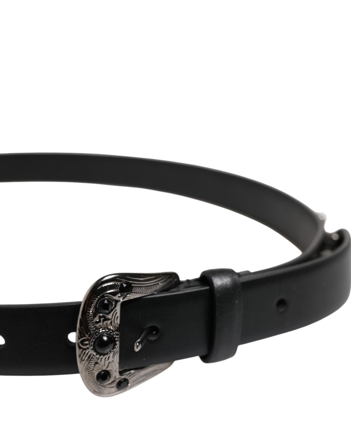 Dolce & Gabbana – Schwarzer Ledergürtel mit Metall-Logoschnalle und Nieten