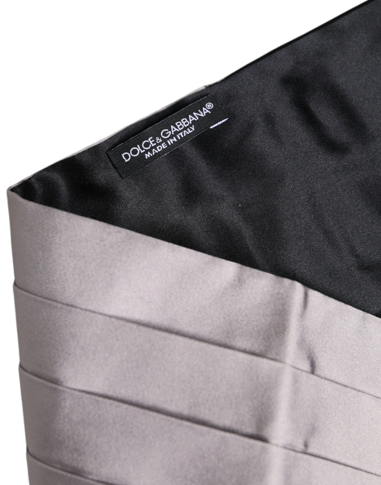 Dolce & Gabbana Grauer Herrengürtel aus 100 % Seide, breiter Taillen-Kummerbund