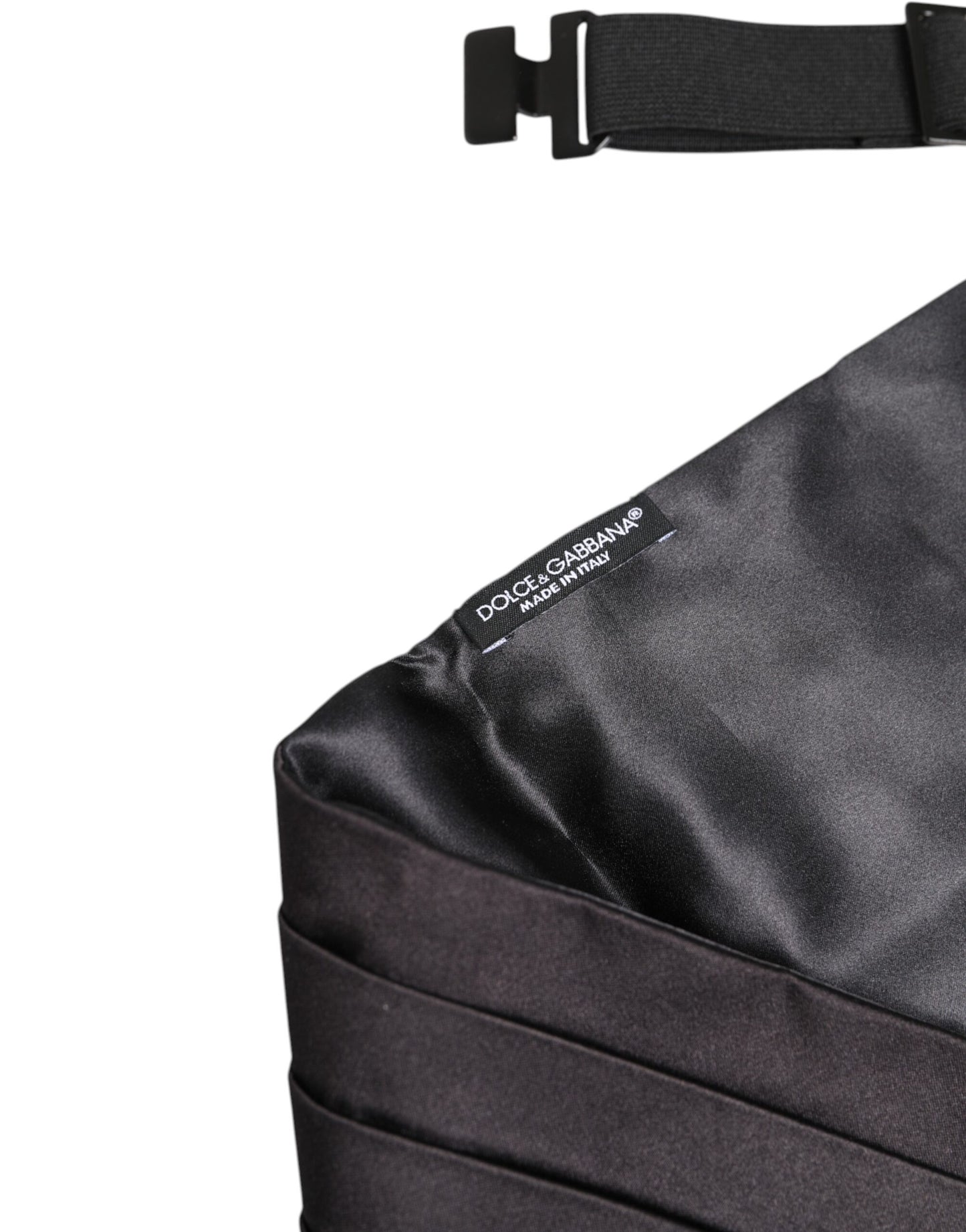 Dolce & Gabbana Schwarzer Herrengürtel aus 100 % Seide, breiter Taillen-Kummerbund