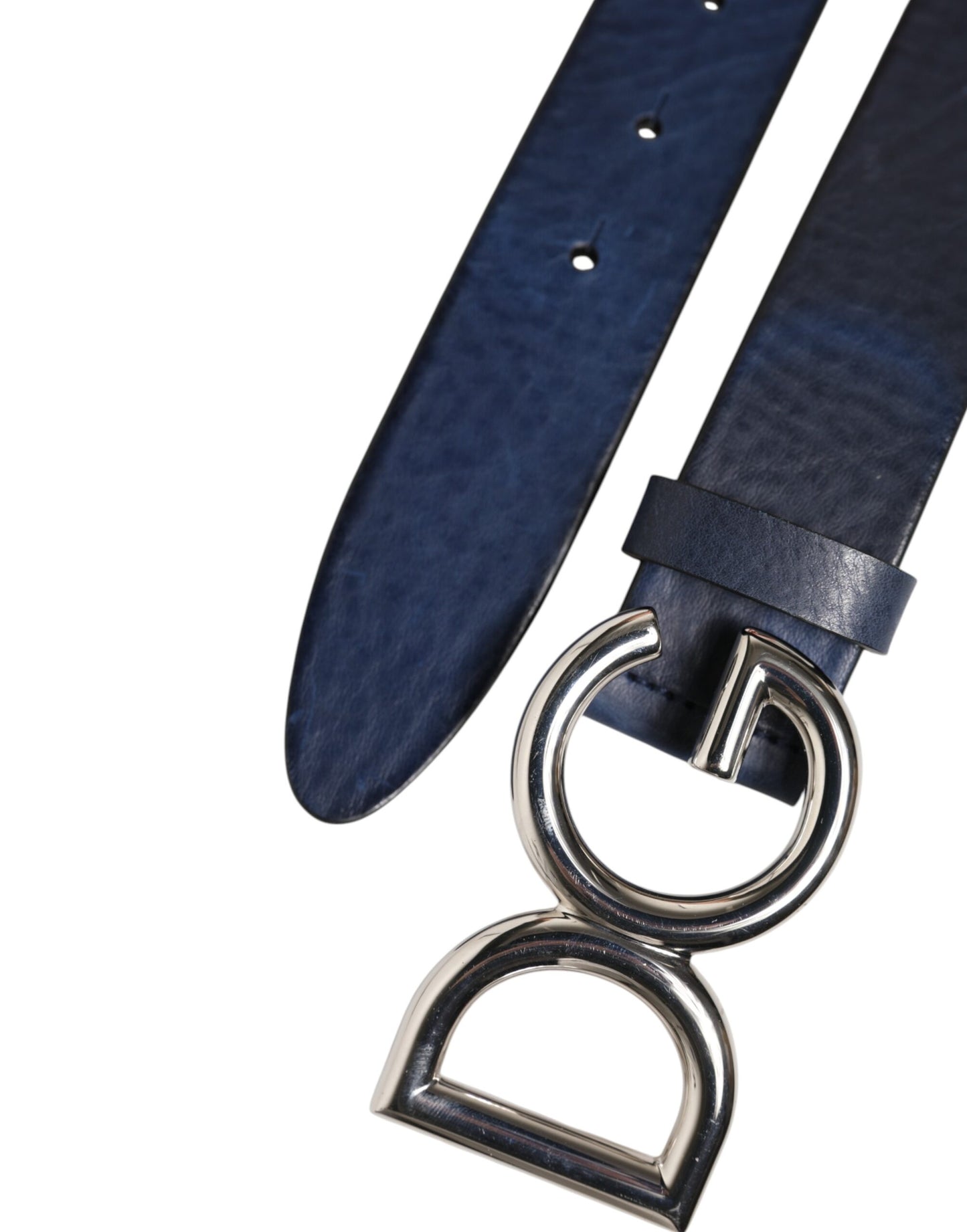 Dolce & Gabbana Blauer klassischer silberner Metallgürtel mit DG-Logoschnalle