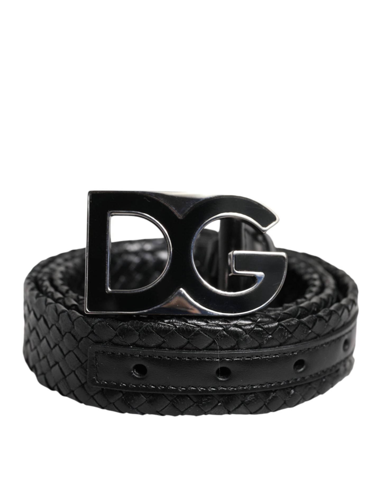Dolce & Gabbana Schwarzer klassischer Ledergürtel mit DG-Logoschnalle