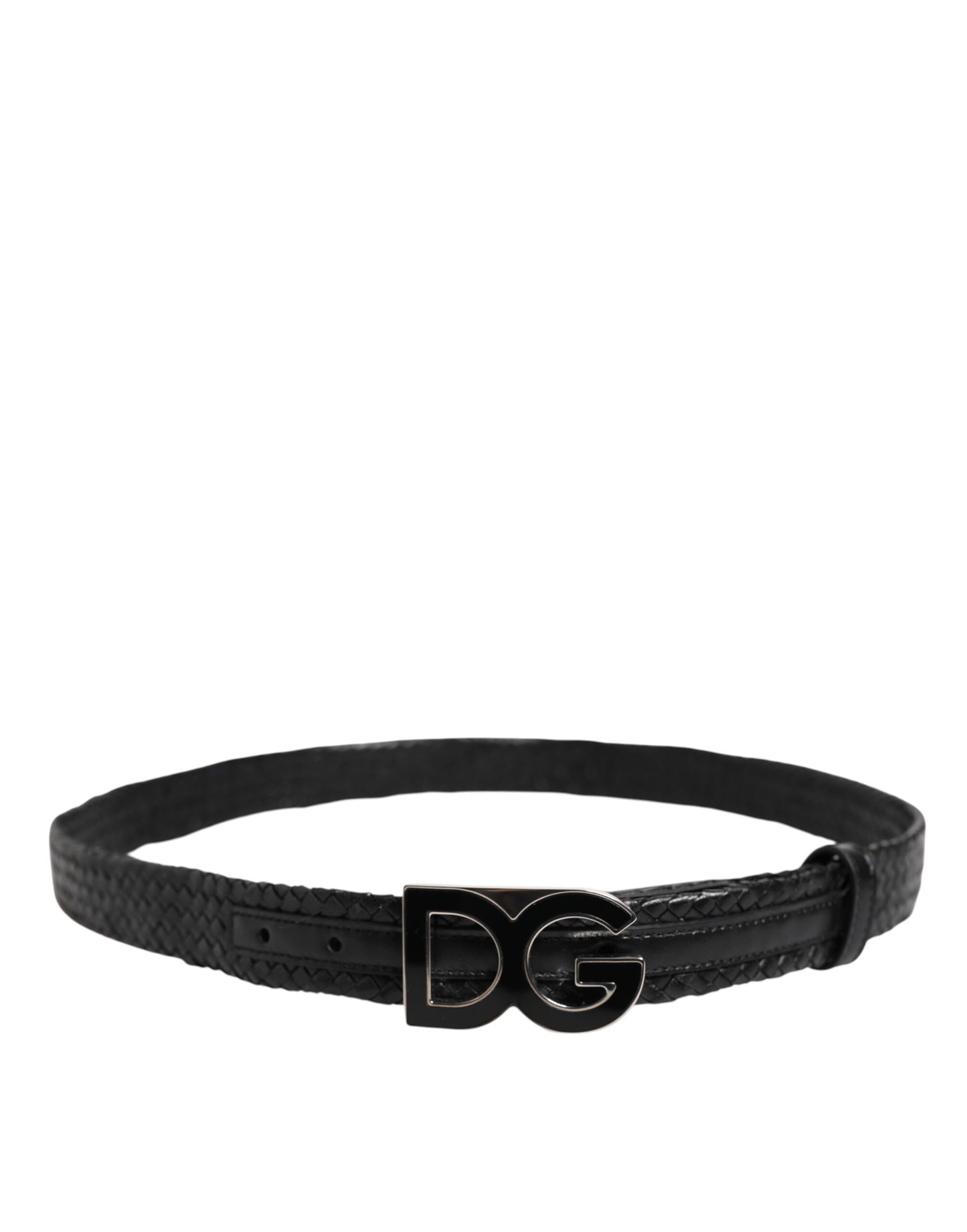 Dolce & Gabbana Schwarzer klassischer Ledergürtel mit DG-Logoschnalle