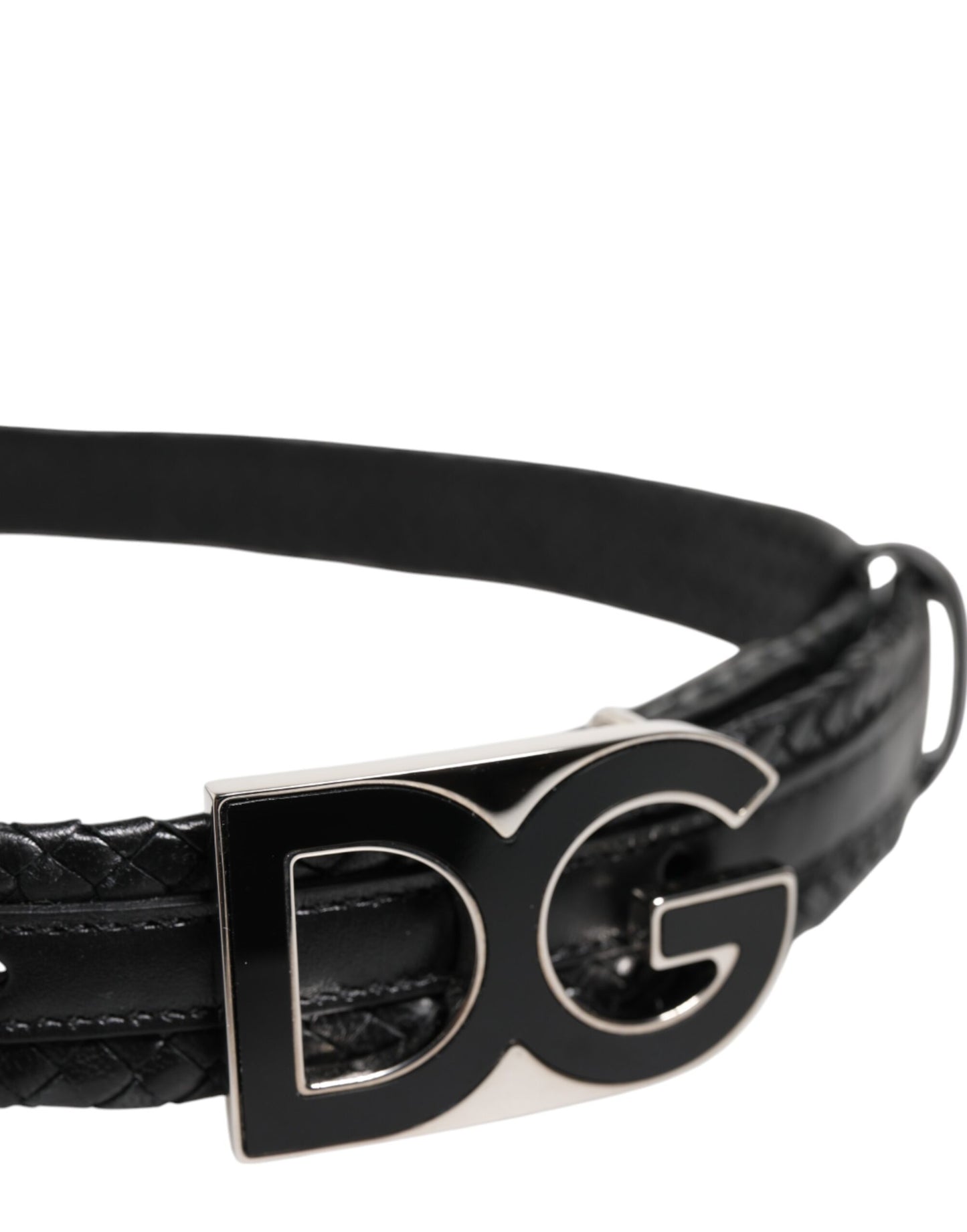 Dolce & Gabbana Schwarzer klassischer Ledergürtel mit DG-Logoschnalle