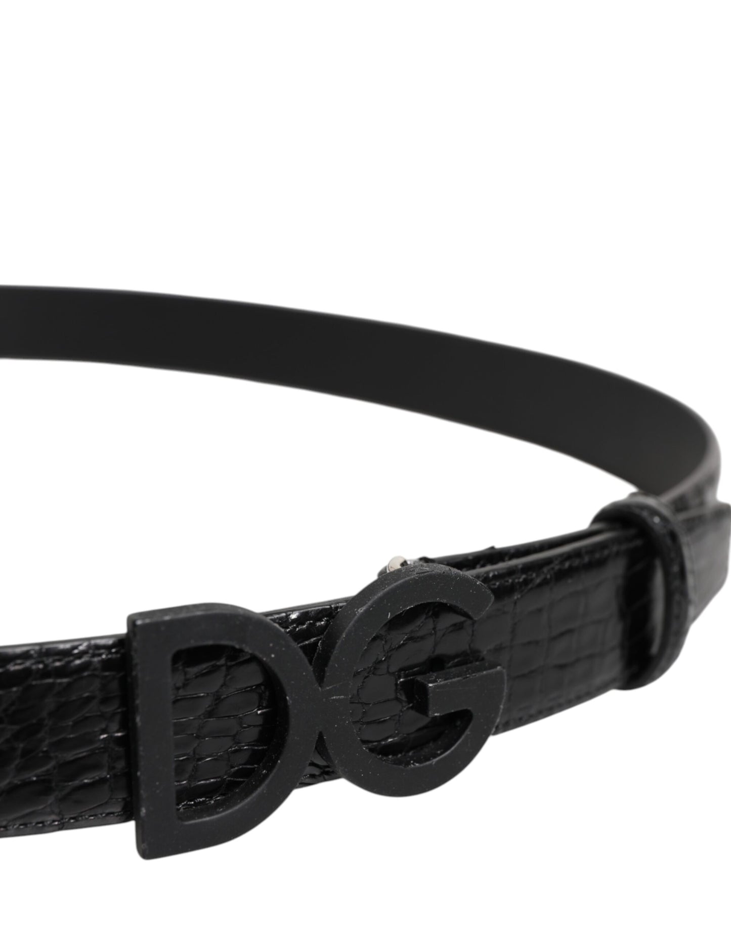 Dolce & Gabbana Schwarzer Ledergürtel mit klassischer DG-Schnalle aus Metall