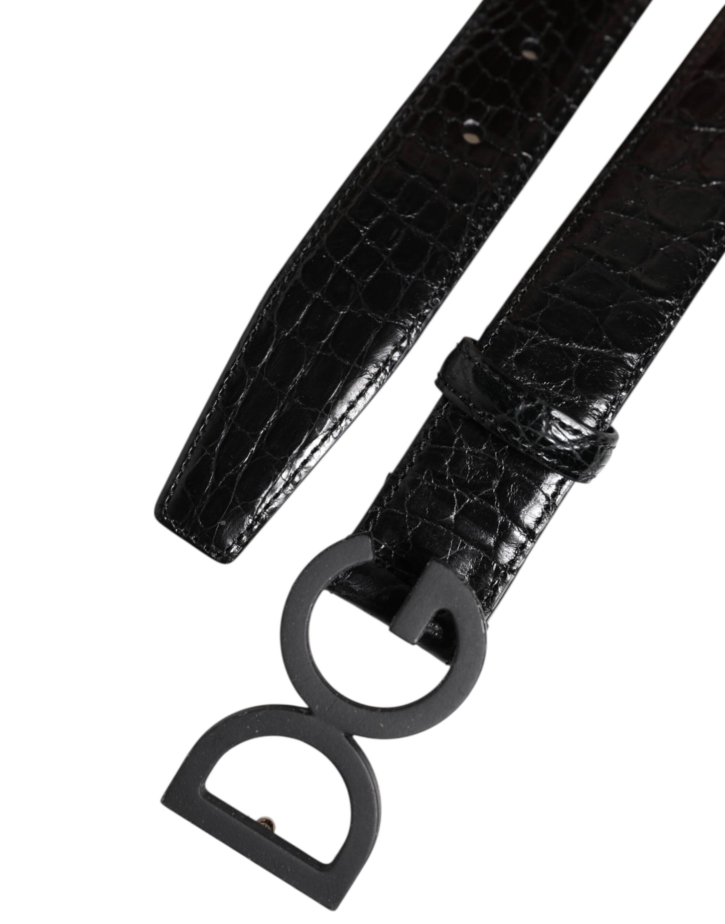 Dolce & Gabbana Schwarzer Ledergürtel mit klassischer DG-Schnalle aus Metall