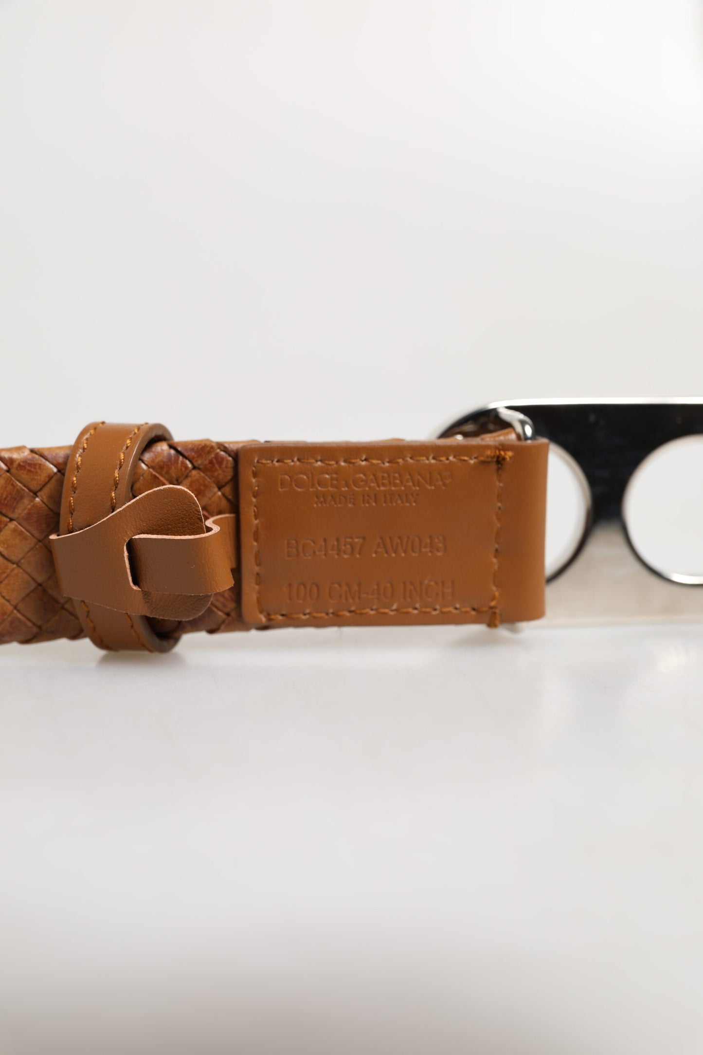 Dolce & Gabbana – Brauner Gürtel mit geflochtener DG-Logoschnalle aus Metall