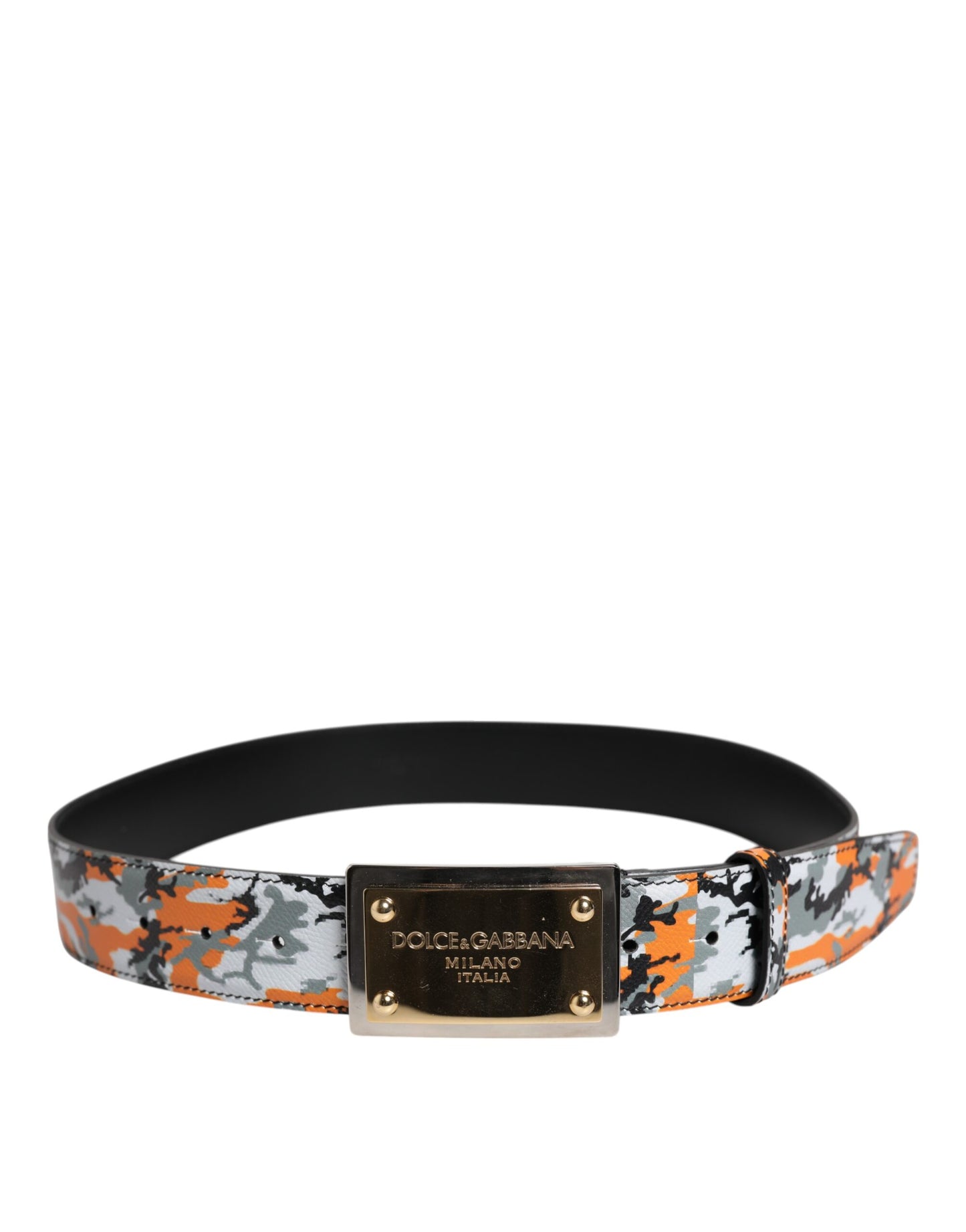 Dolce & Gabbana Gürtel mit mehrfarbiger Camouflage-Logoschnalle aus Metall