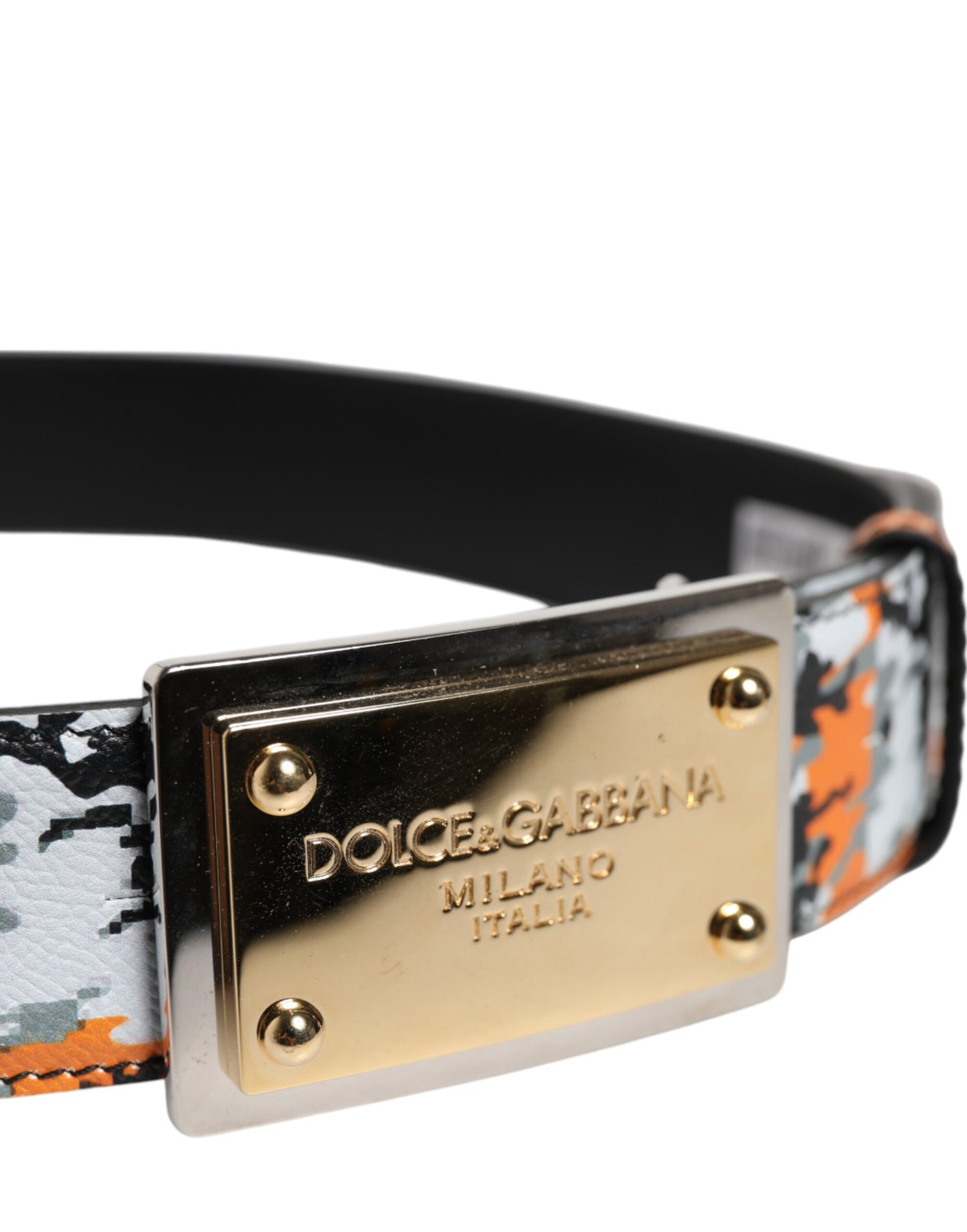 Dolce & Gabbana Gürtel mit mehrfarbiger Camouflage-Logoschnalle aus Metall