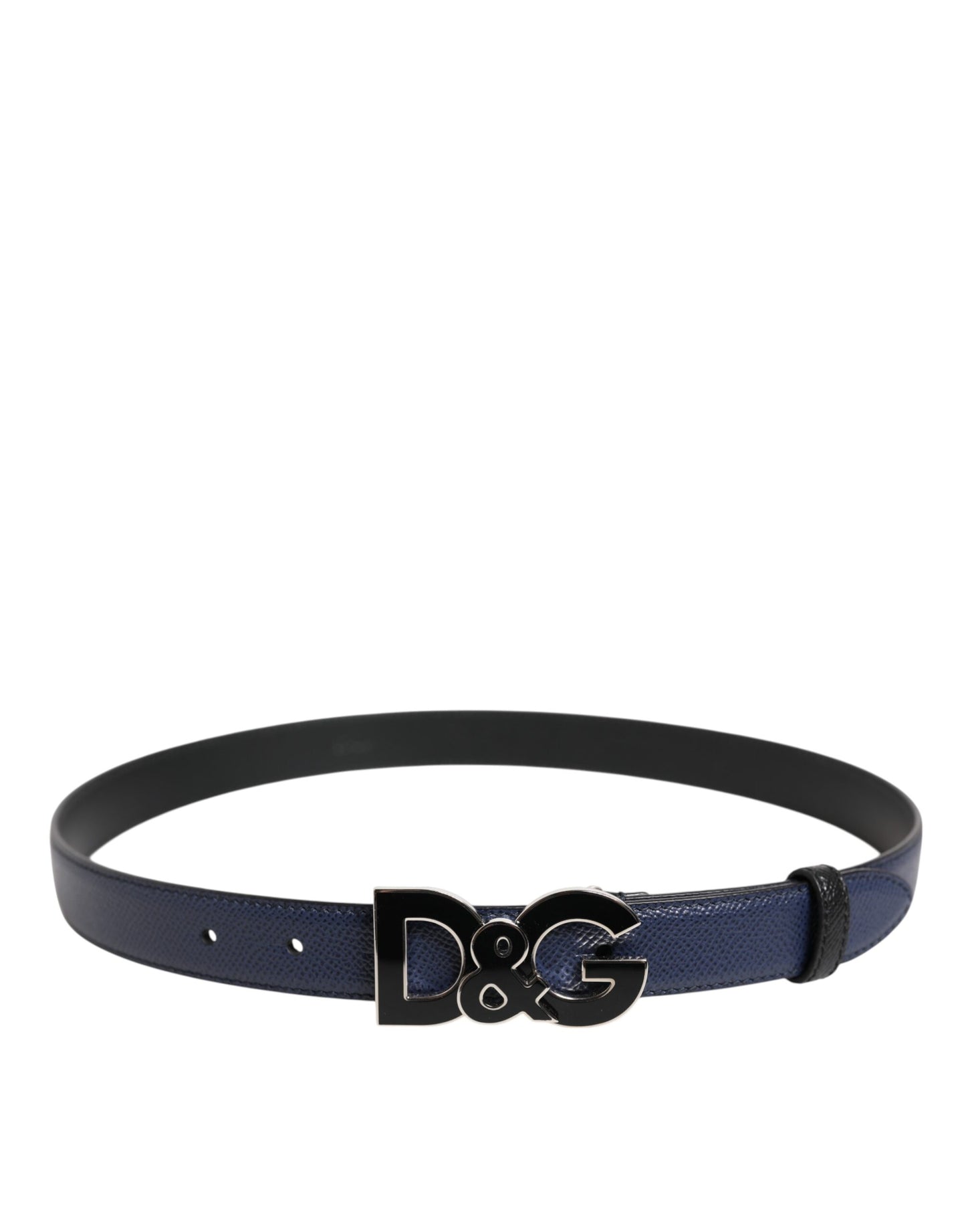 Dolce & Gabbana Blauer Ledergürtel mit klassischer Metallschnalle mit DG-Logo