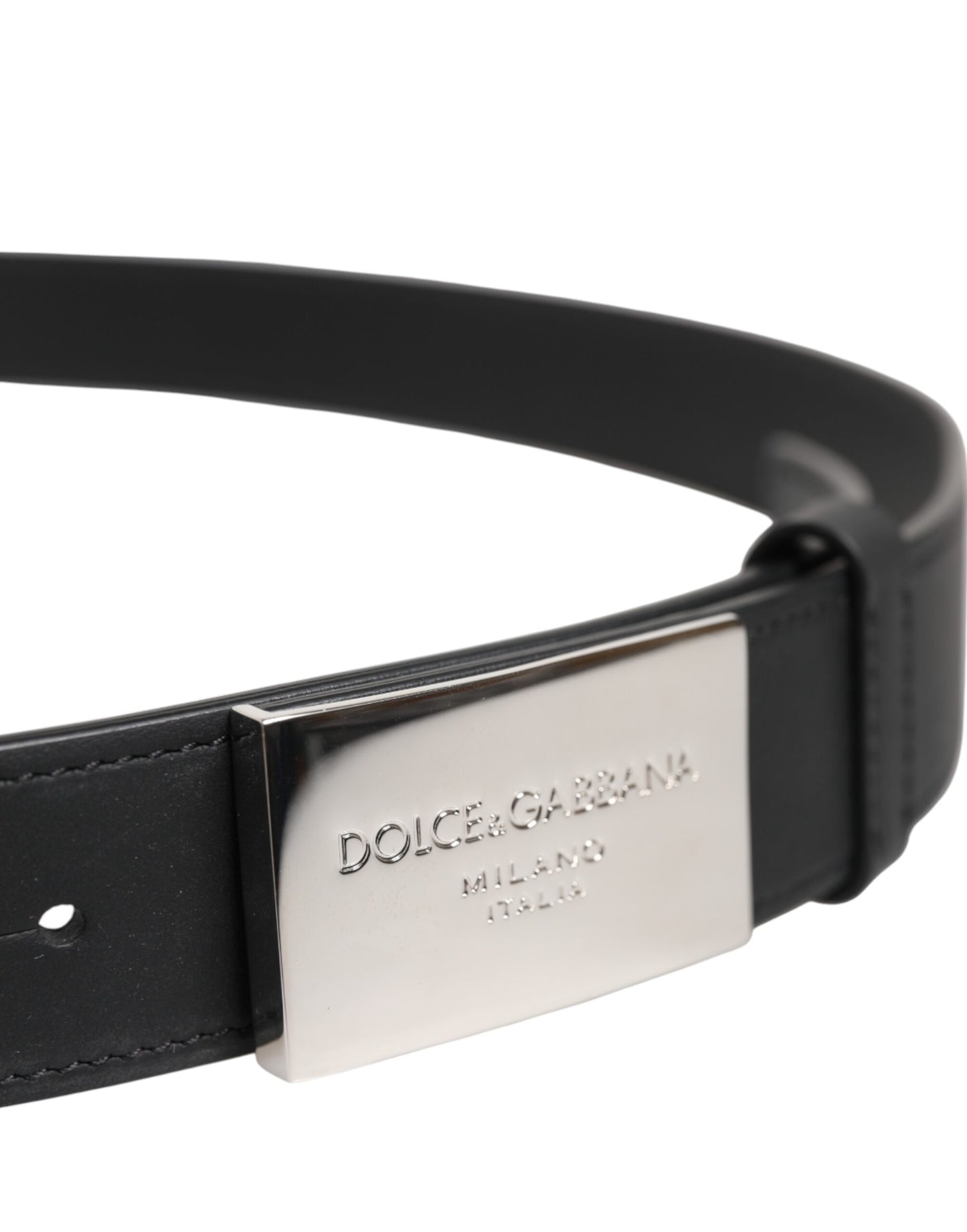 Dolce & Gabbana – Klassischer Gürtel aus schwarzem Leder mit Metall-Logoschnalle