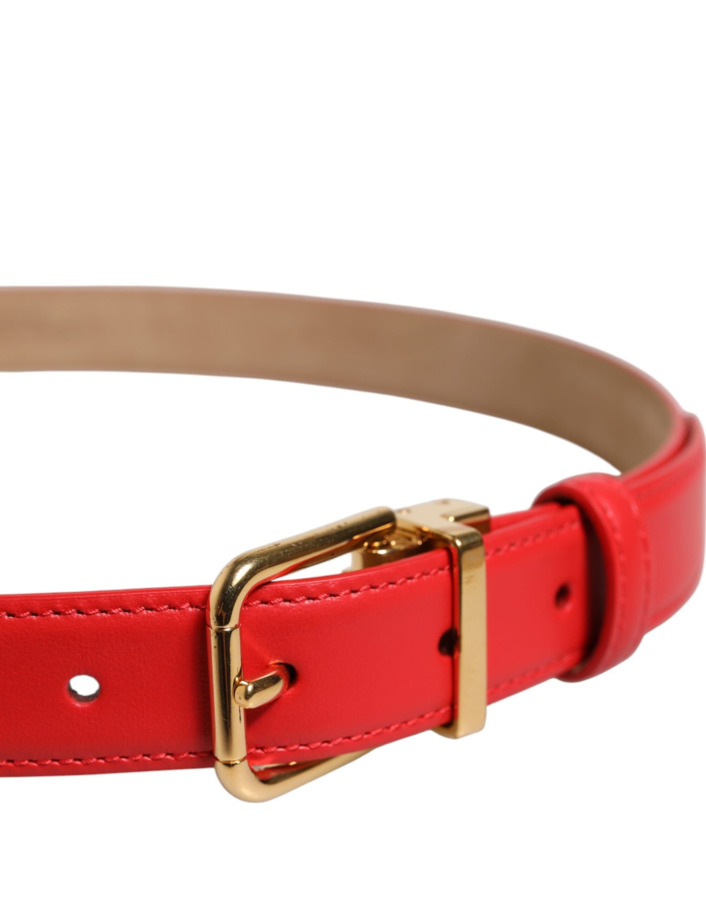 Dolce & Gabbana Cintura-Gürtel aus rotem Leder mit goldener Metallschnalle