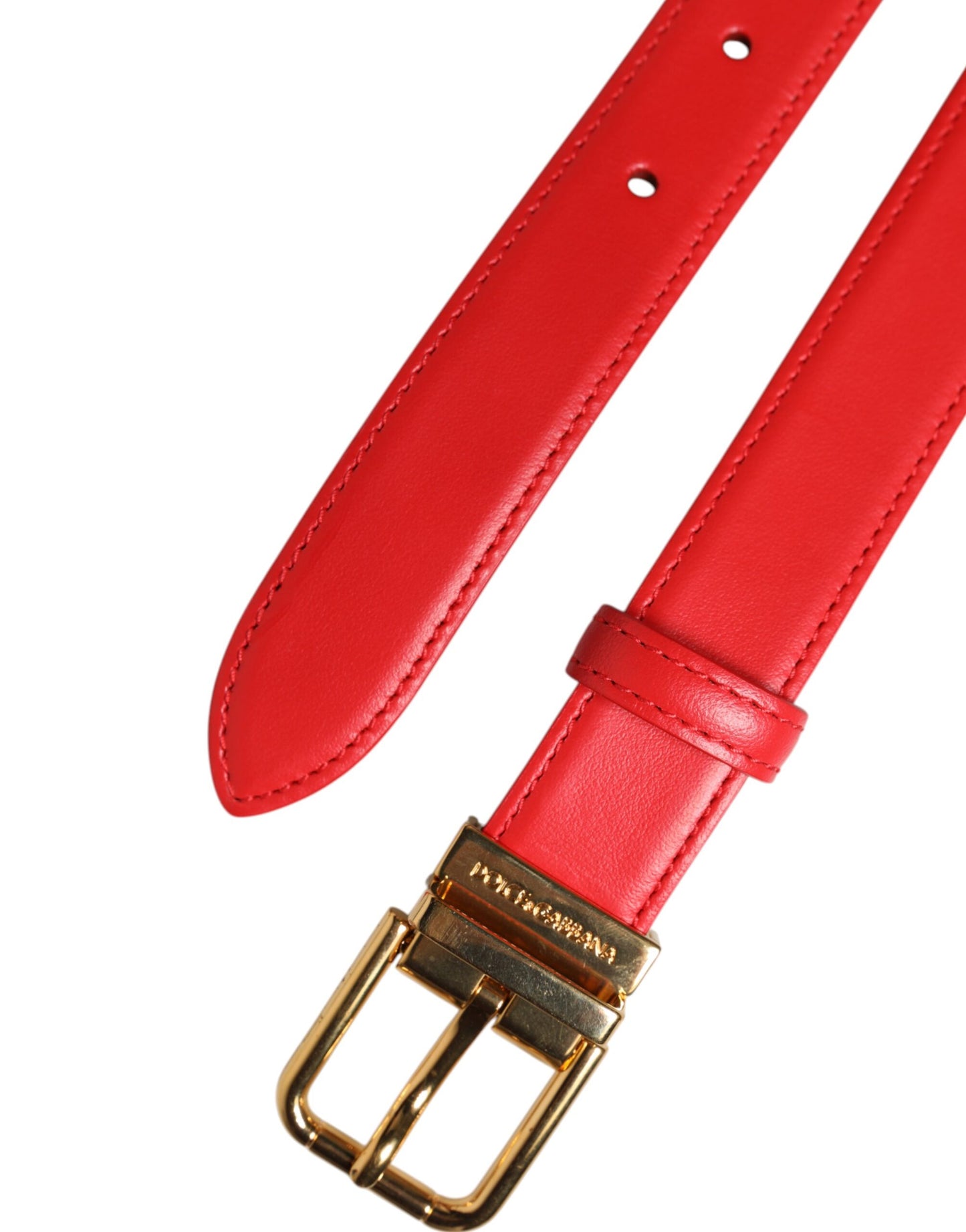 Dolce & Gabbana Cintura-Gürtel aus rotem Leder mit goldener Metallschnalle