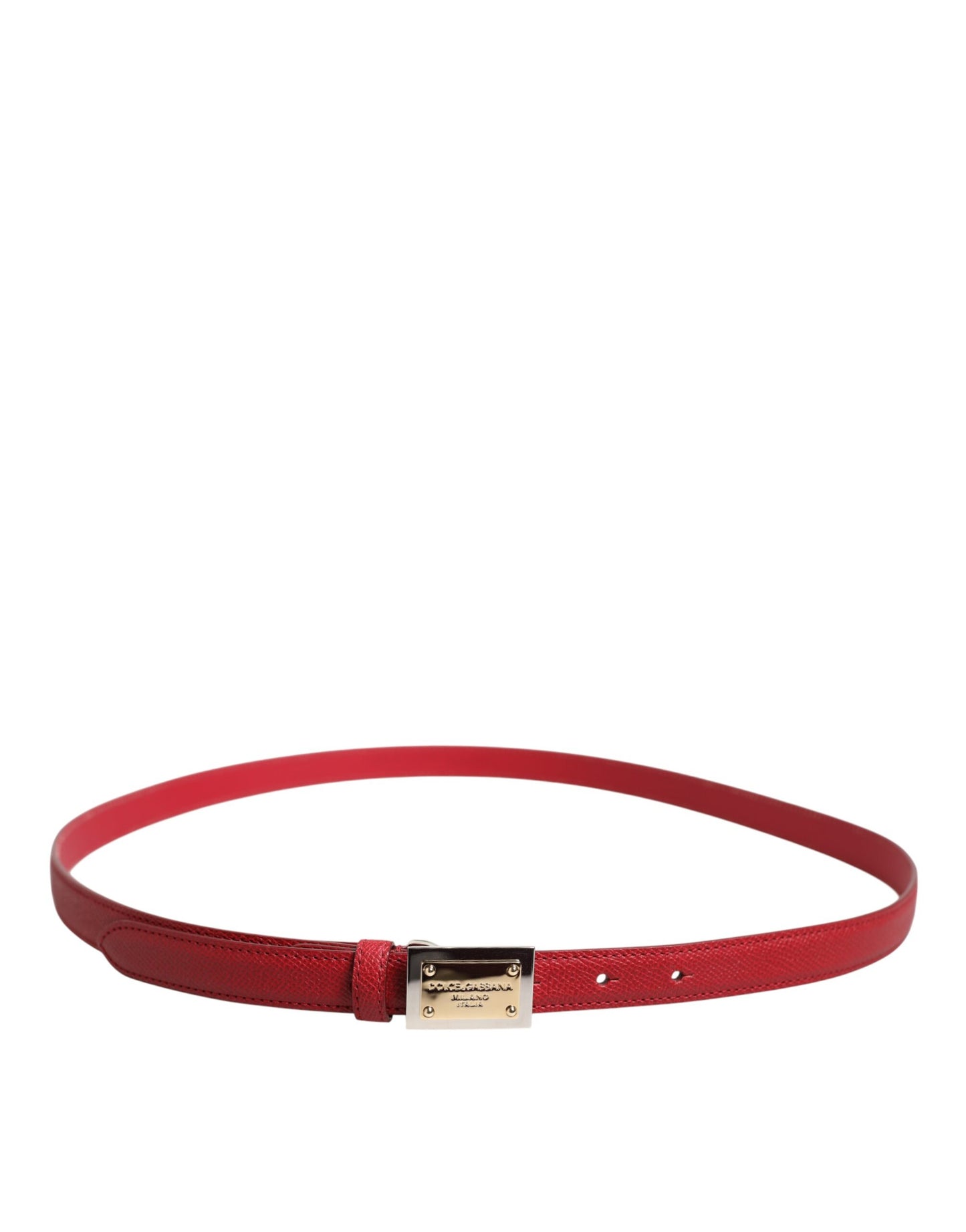 Dolce & Gabbana Cintura-Gürtel aus rotem Leder mit quadratischer Metallschnalle