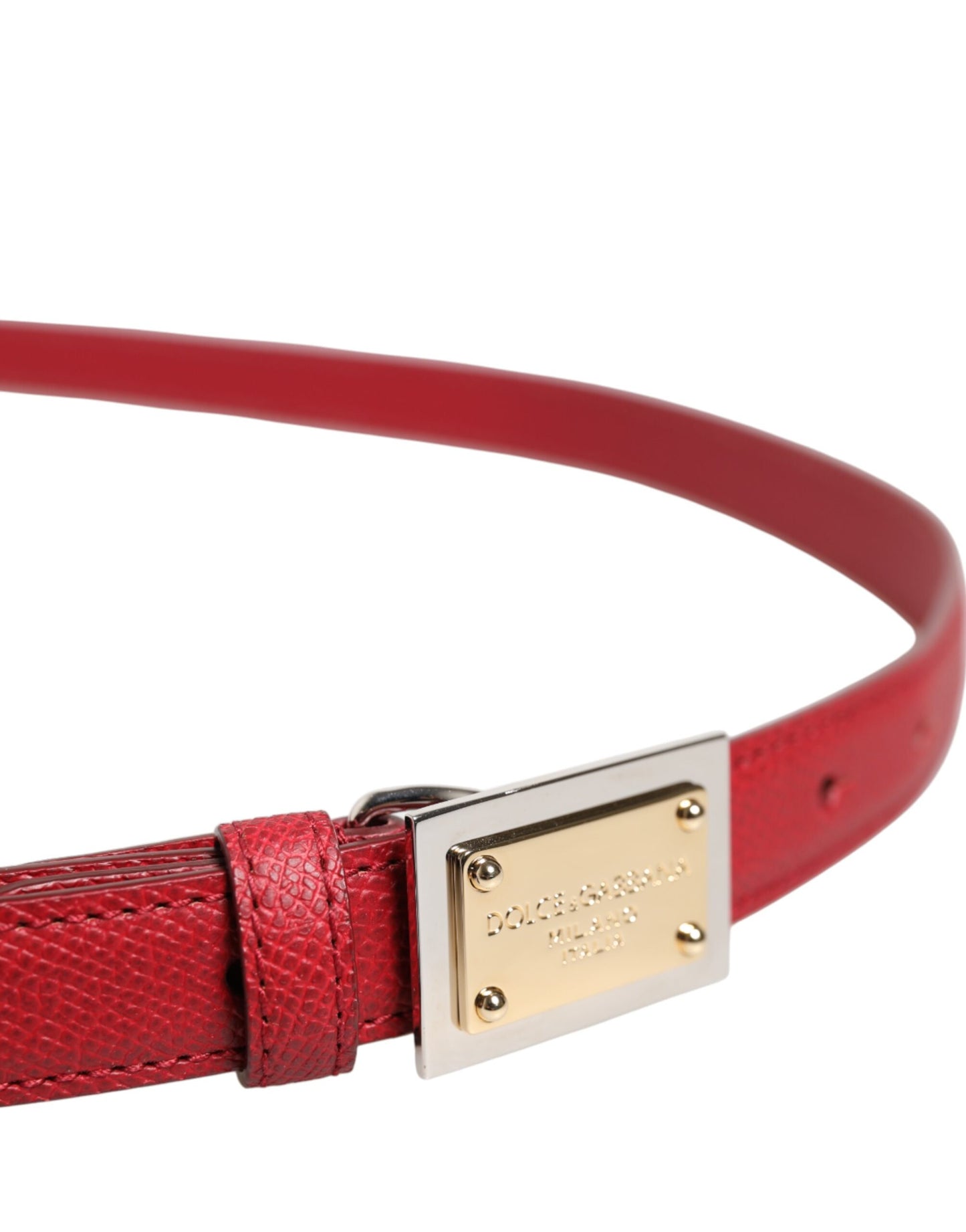 Dolce & Gabbana Cintura-Gürtel aus rotem Leder mit quadratischer Metallschnalle