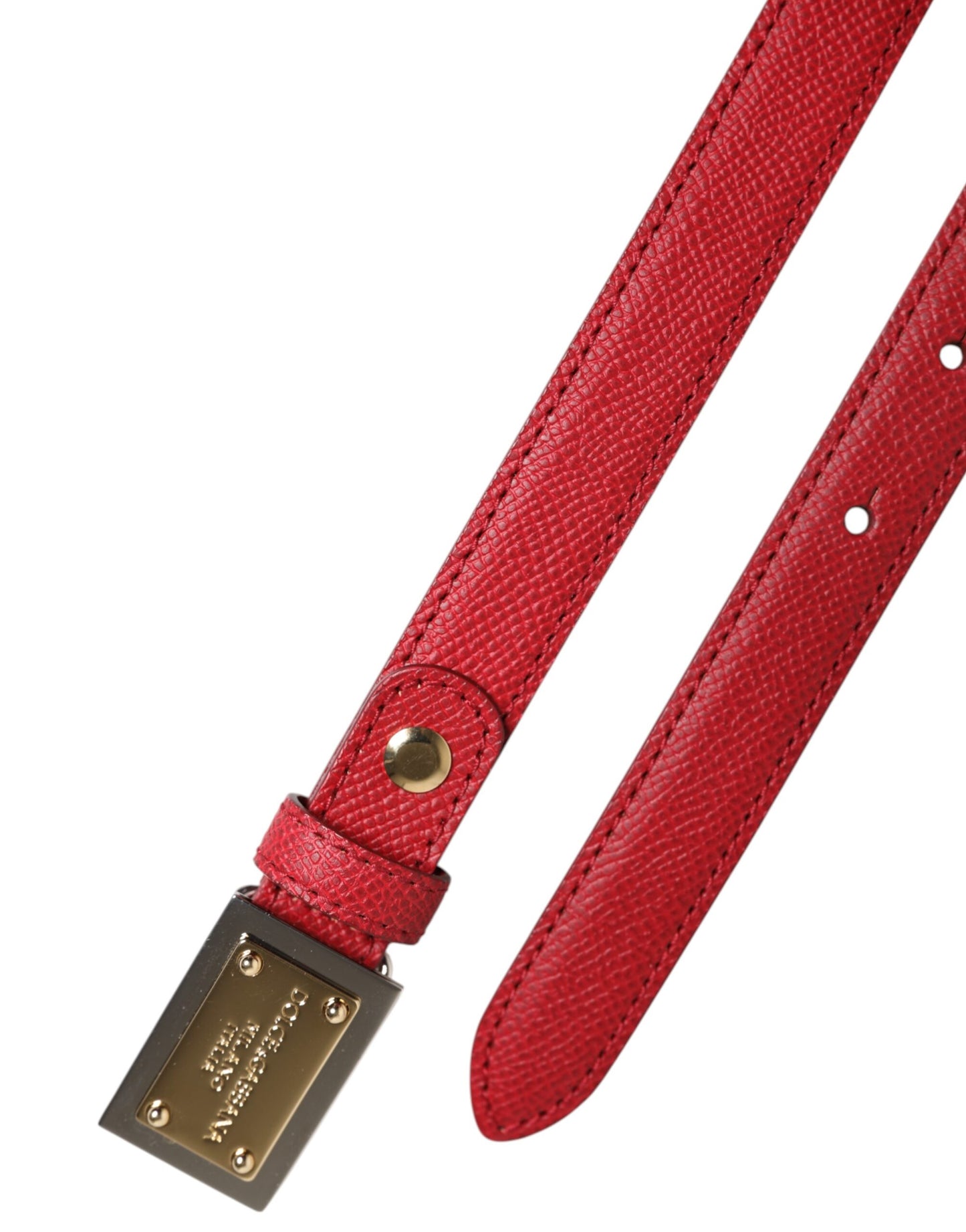 Dolce & Gabbana Cintura-Gürtel aus rotem Leder mit quadratischer Metallschnalle