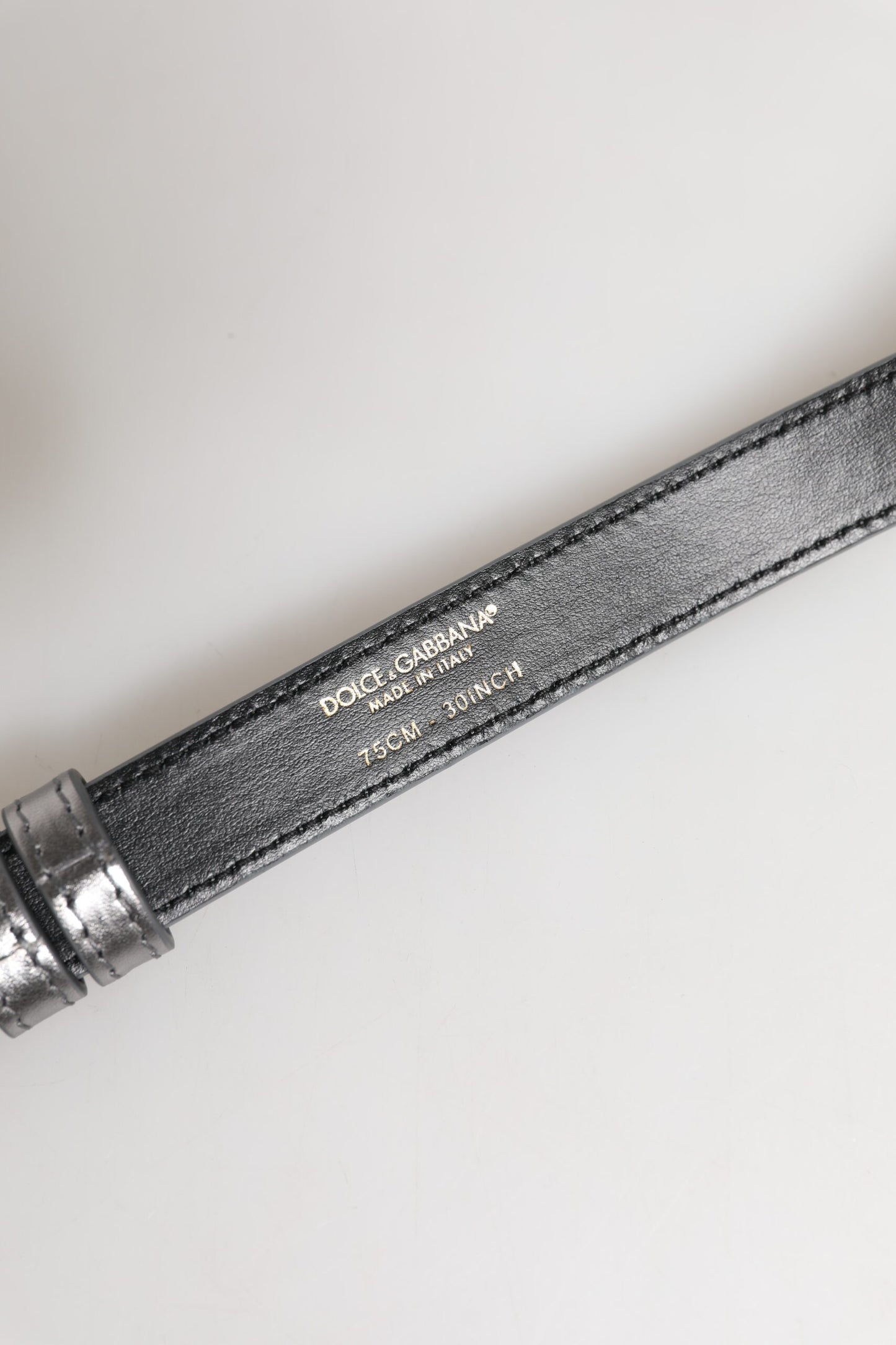 Dolce & Gabbana – Silberner Gürtel mit Metallschnalle und eingraviertem Logo
