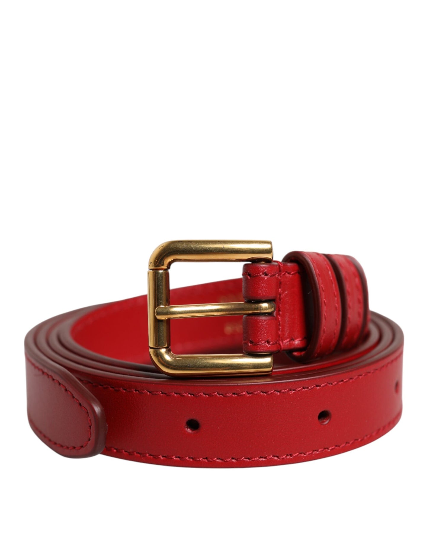 Dolce & Gabbana – Roter Gürtel mit Metallschnalle und eingraviertem Logo