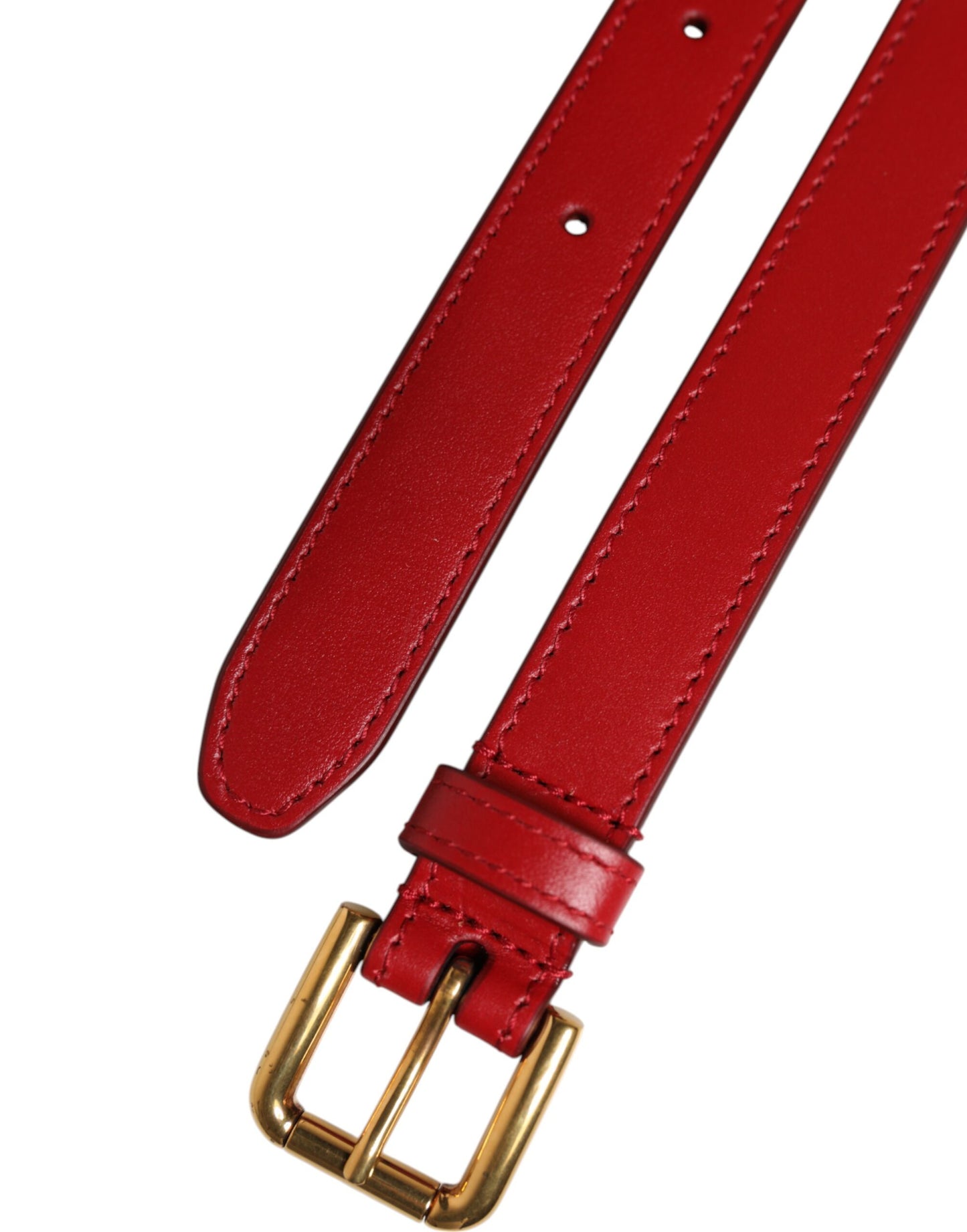 Dolce & Gabbana – Roter Gürtel mit Metallschnalle und eingraviertem Logo
