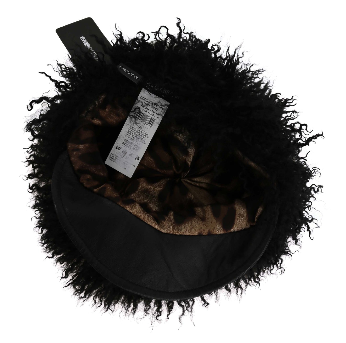 Dolce & Gabbana – Gatsby-Hut aus schwarzem Tibet-Lammfellleder