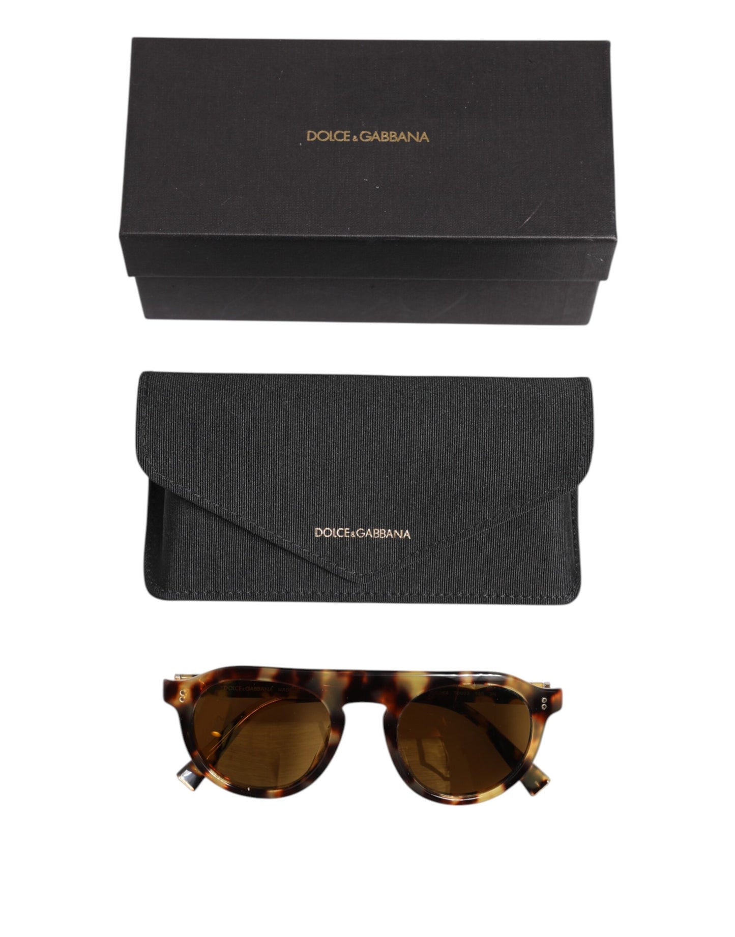 Dolce & Gabbana – Runde Sonnenbrille aus Azetat mit Leopardenmuster in Braun