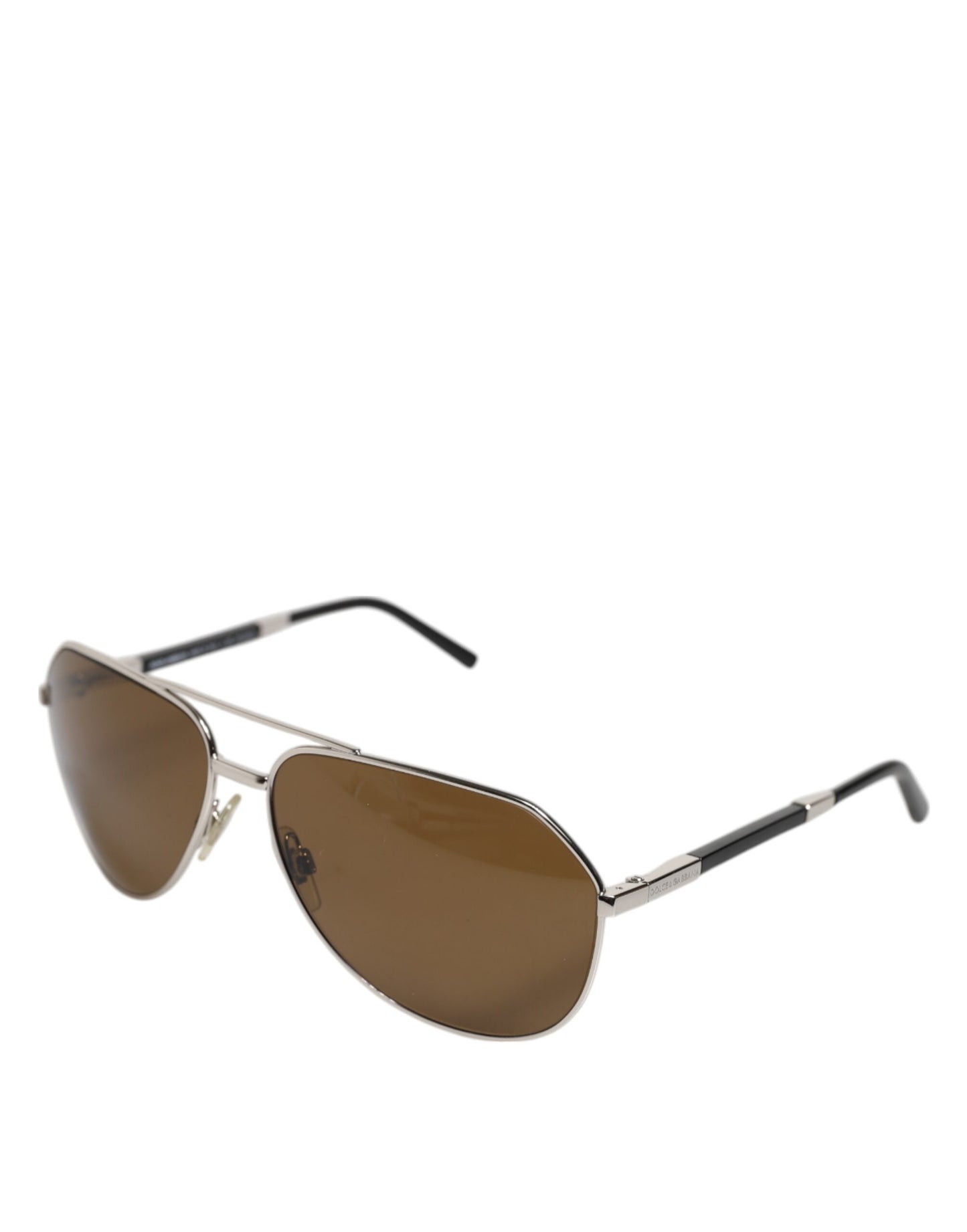 Dolce & Gabbana DG2073 Klassische Pilotensonnenbrille aus silbernem Stahl mit braunen Gläsern