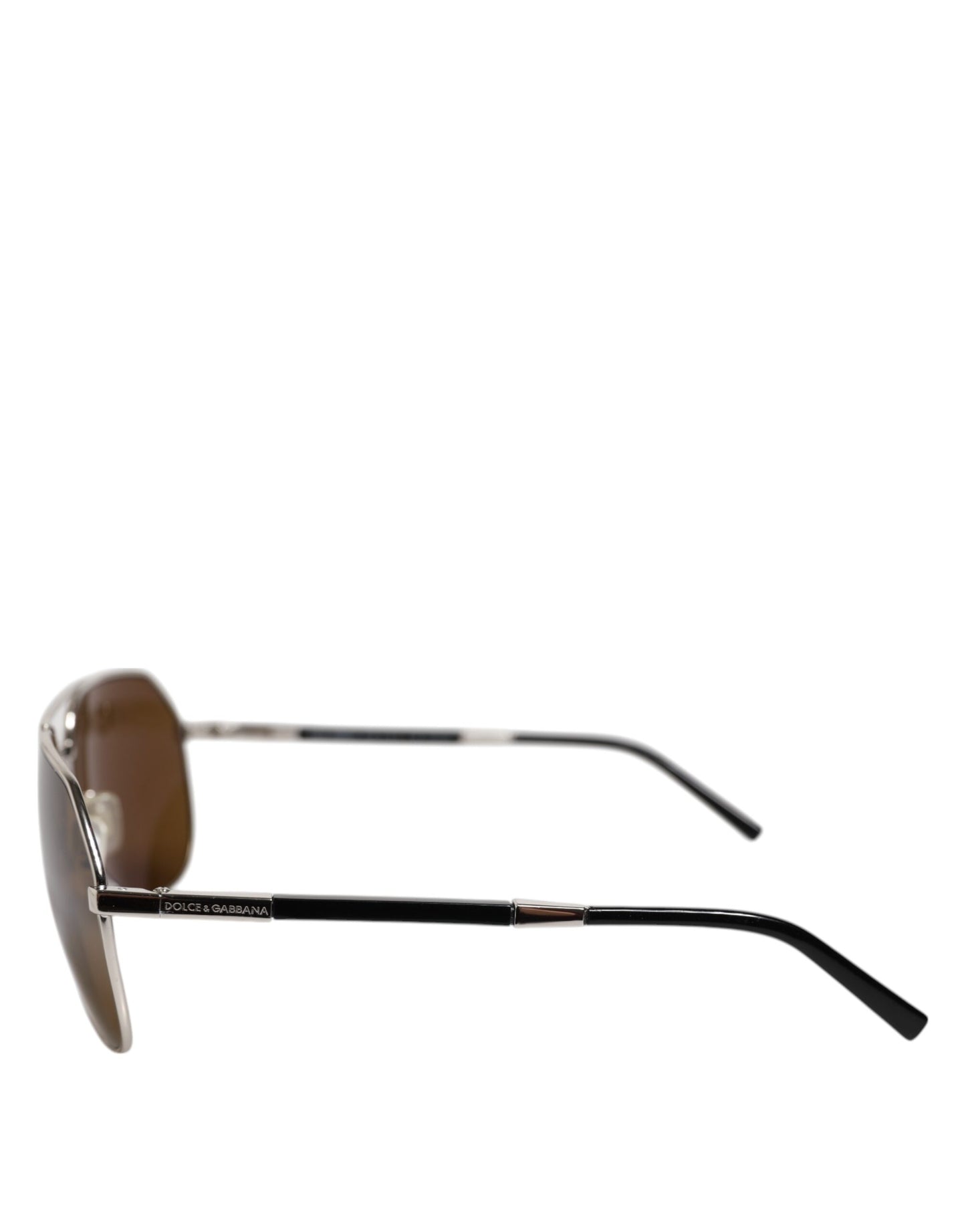 Dolce & Gabbana DG2073 Klassische Pilotensonnenbrille aus silbernem Stahl mit braunen Gläsern