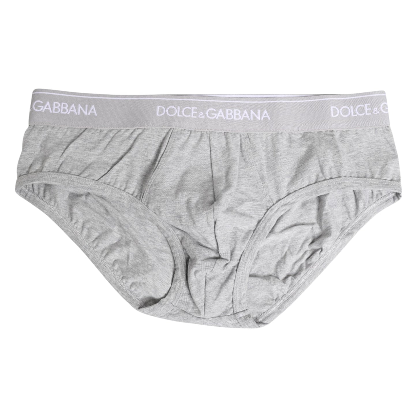 Dolce & Gabbana Graue Baumwollstretch-Unterhose in normaler Passform