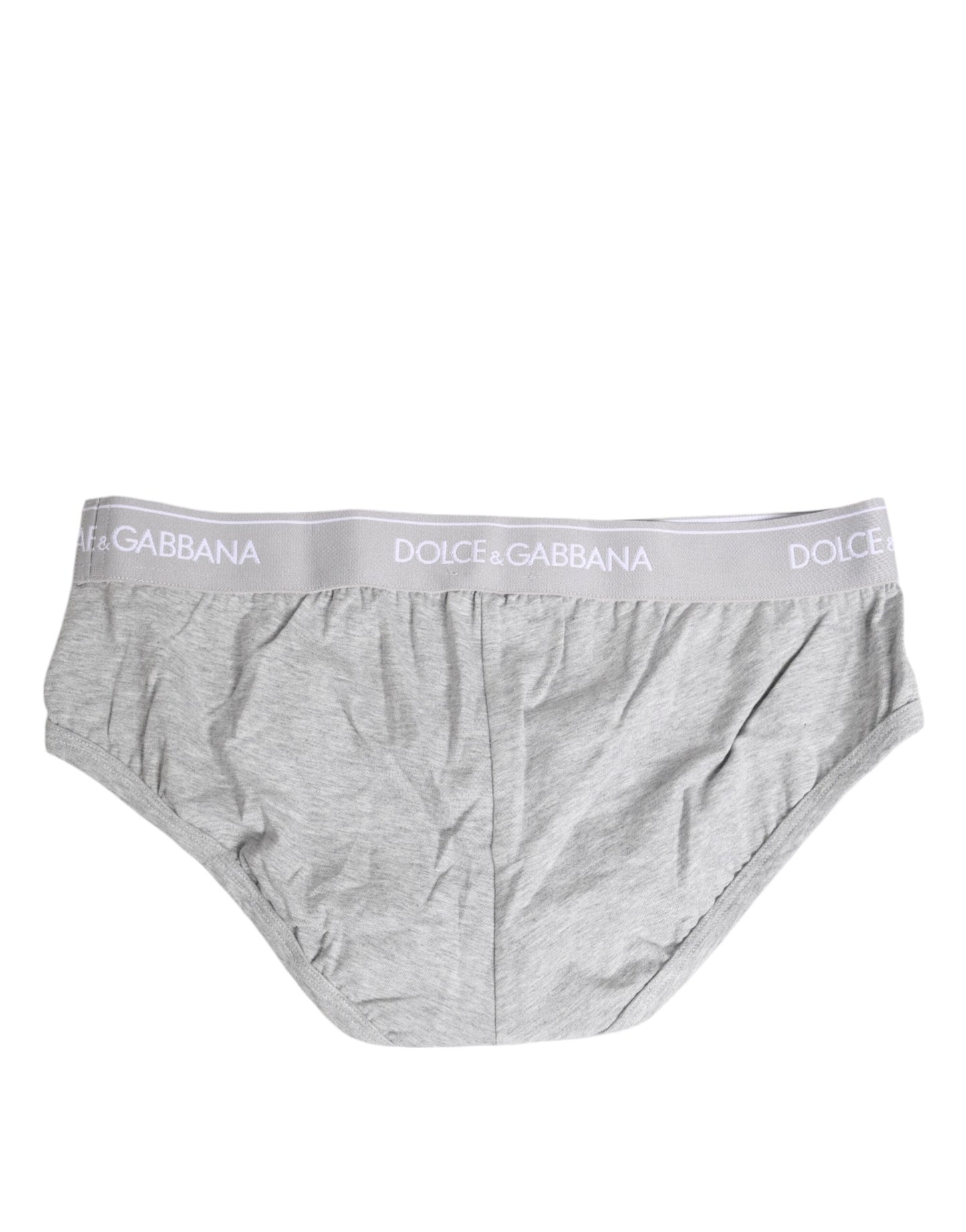 Dolce & Gabbana Graue Baumwollstretch-Unterhose in normaler Passform