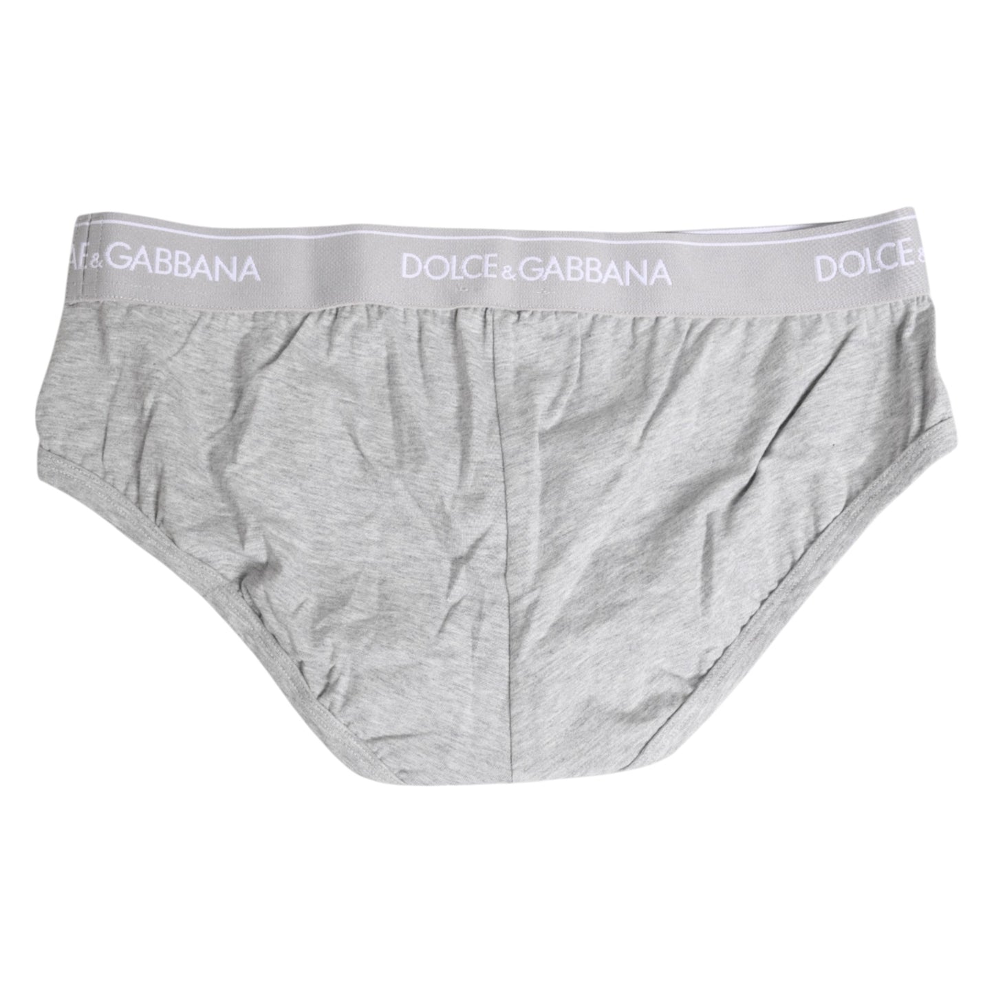 Dolce & Gabbana Graue Baumwollstretch-Unterhose in normaler Passform