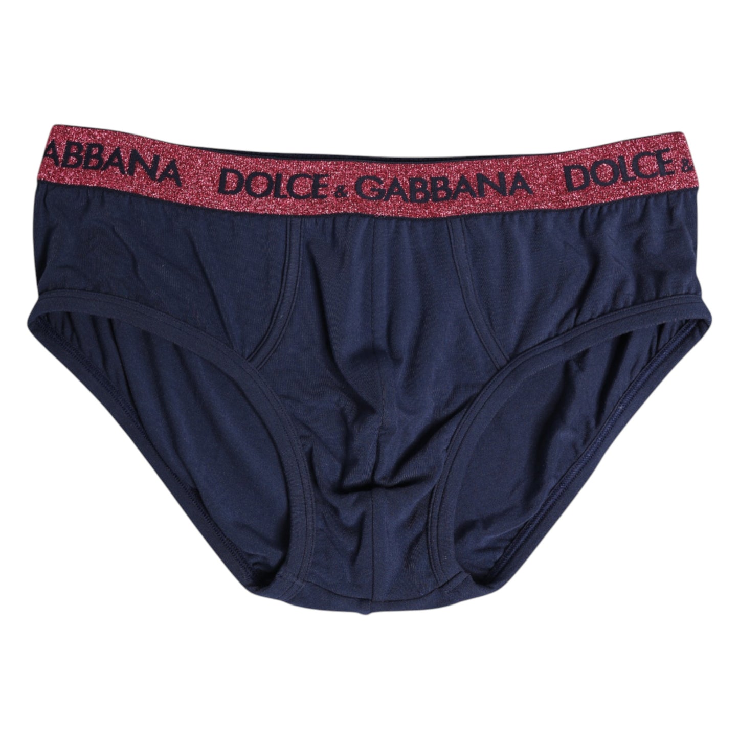 Dolce & Gabbana – Blau-rote Stretch-Unterhose mit Logo in normaler Passform