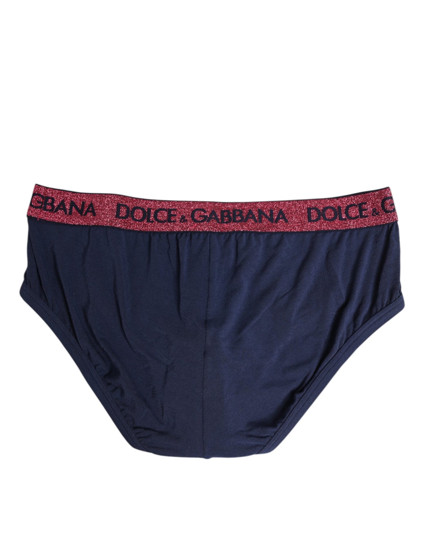 Dolce & Gabbana – Blau-rote Stretch-Unterhose mit Logo in normaler Passform