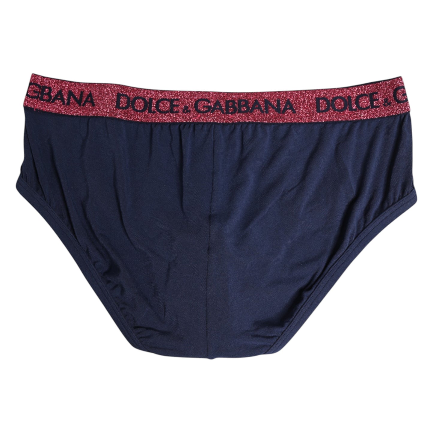 Dolce & Gabbana – Blau-rote Stretch-Unterhose mit Logo in normaler Passform