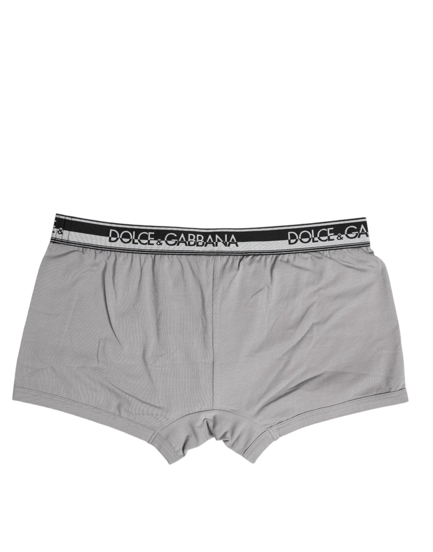 Dolce & Gabbana – Graue Boxershorts aus Baumwollstretch in regulärer Passform