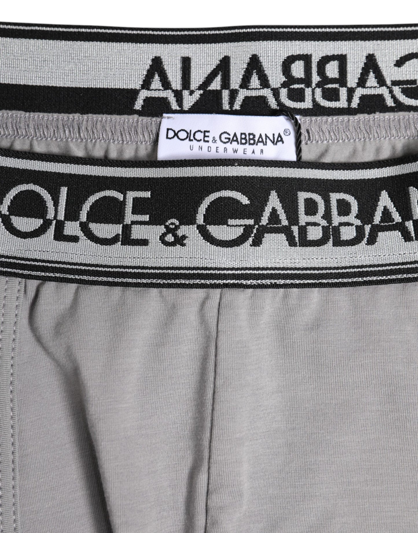 Dolce & Gabbana – Graue Boxershorts aus Baumwollstretch in regulärer Passform