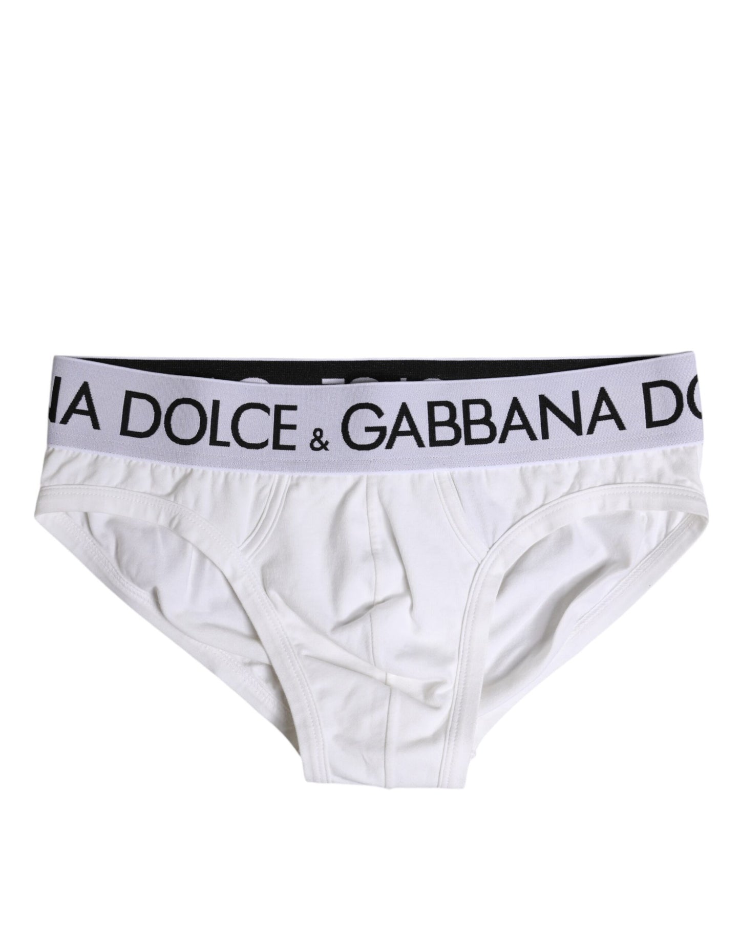 Dolce & Gabbana – Weiße, normale Slip-Unterhose aus Baumwollstretch
