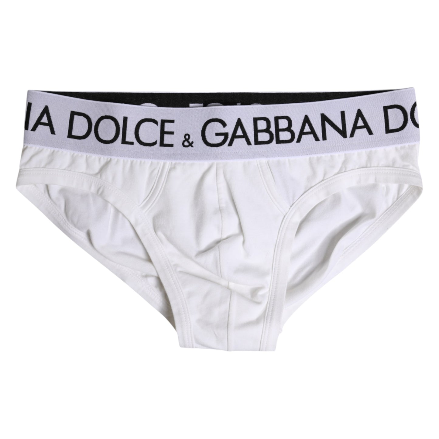 Dolce & Gabbana – Weiße, normale Slip-Unterhose aus Baumwollstretch