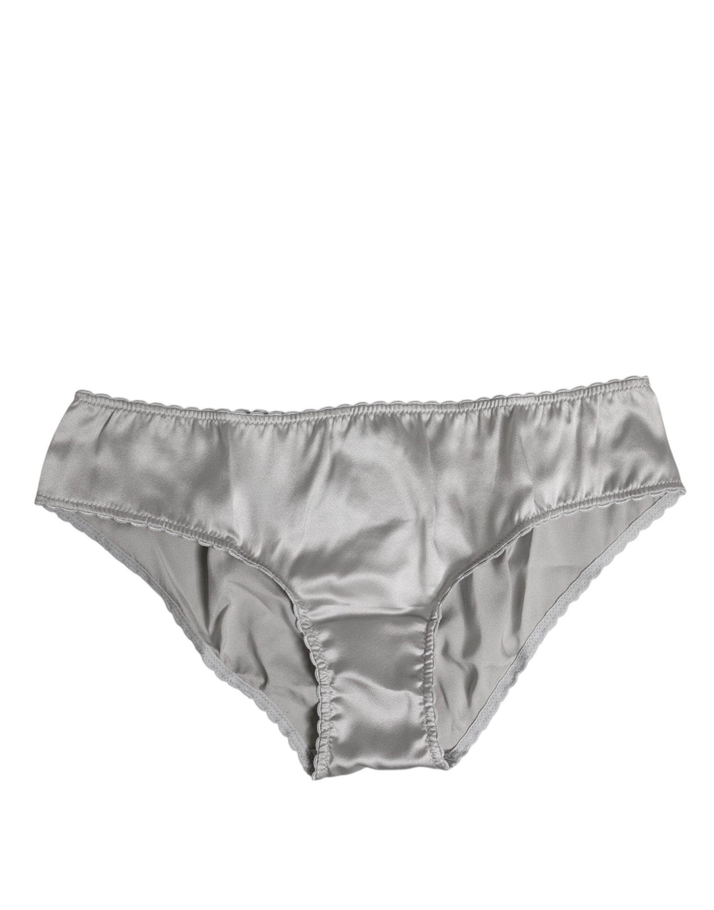 Dolce & Gabbana – Graue Stretch-Hose aus Seide mit niedriger Taille