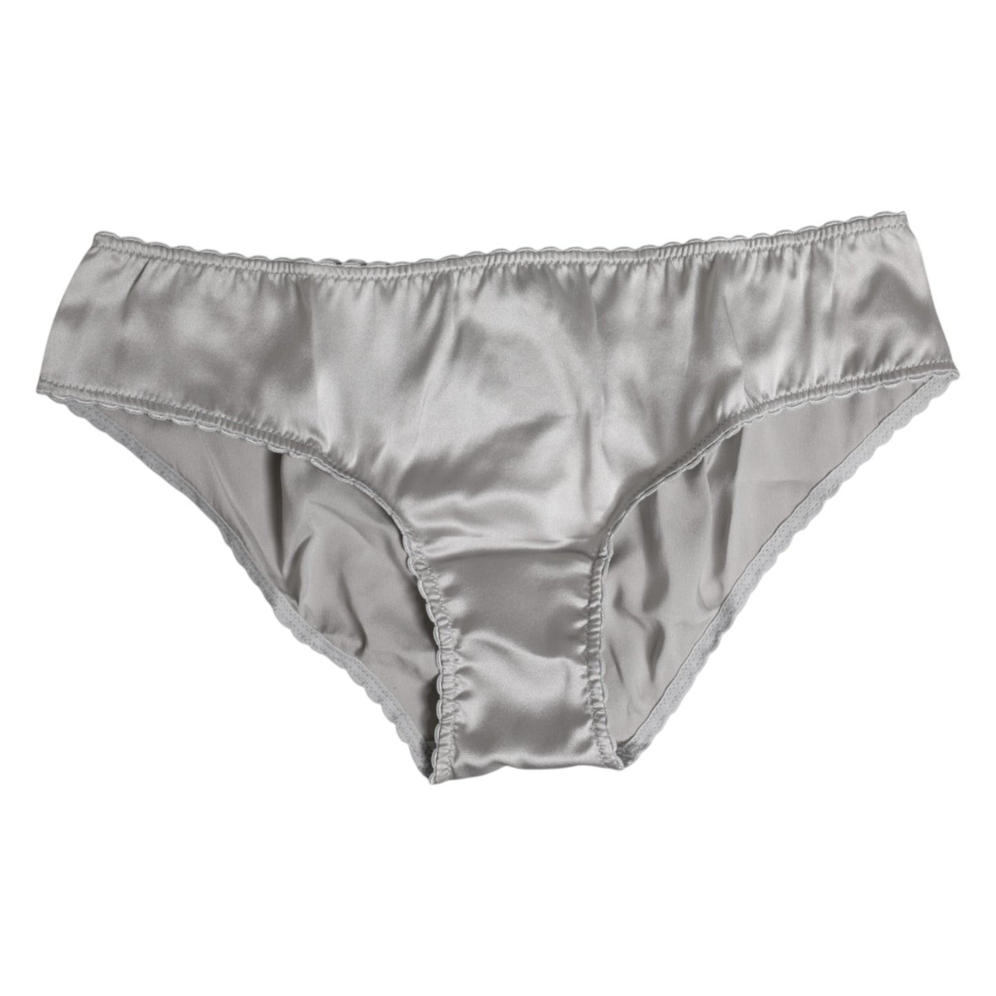 Dolce & Gabbana – Graue Stretch-Hose aus Seide mit niedriger Taille