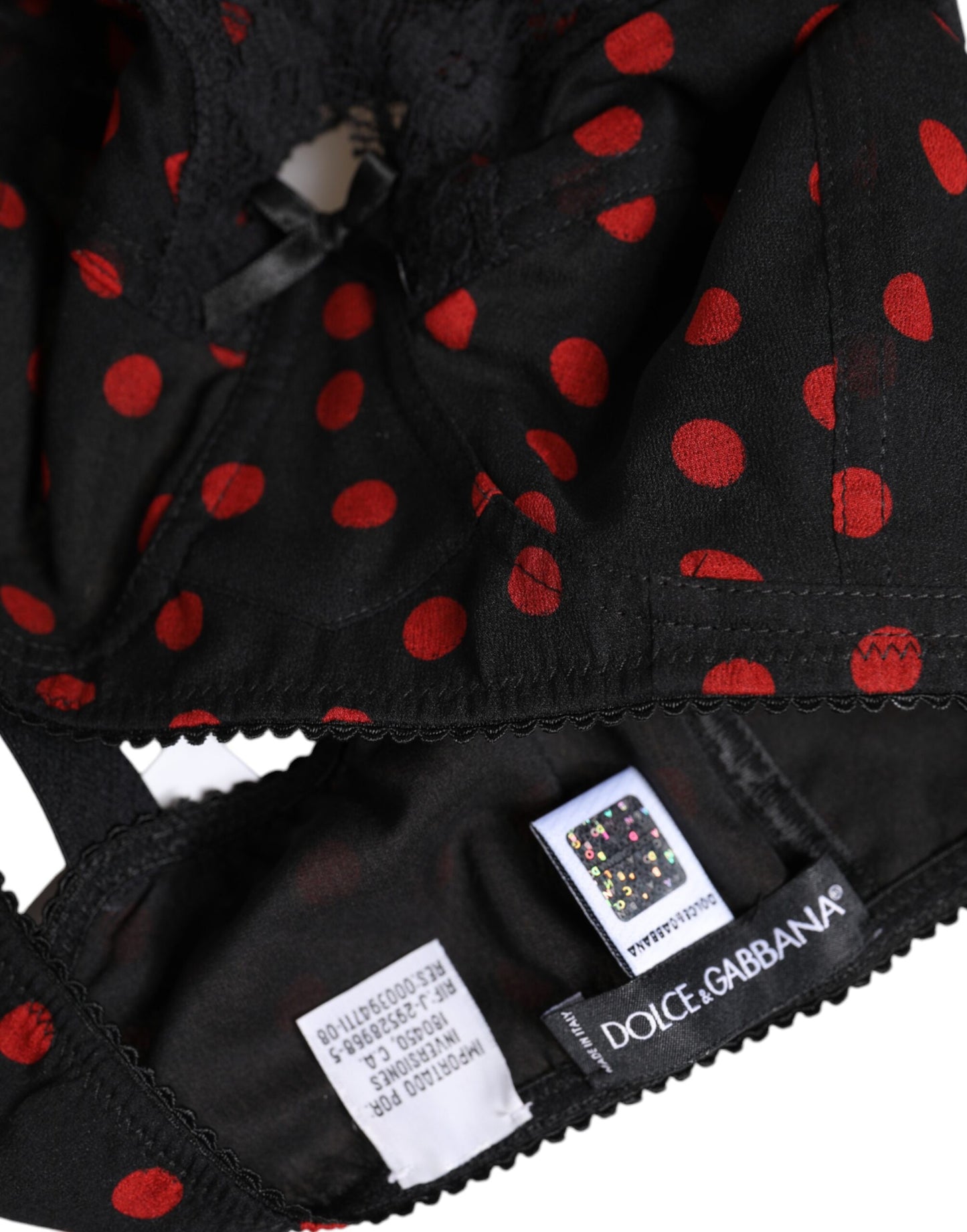 Dolce & Gabbana – Balconette-Unterhose mit Bügeln und Punkten in Schwarz und Rot