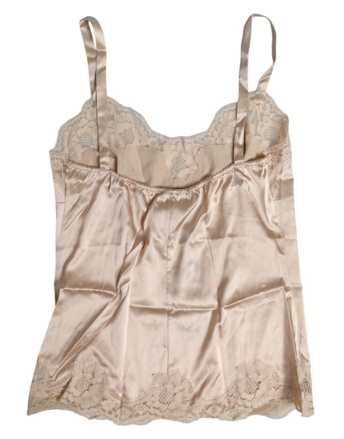 Dolce & Gabbana Beige Spitzen-Seidensatin-Tank-Dessous-Unterwäsche