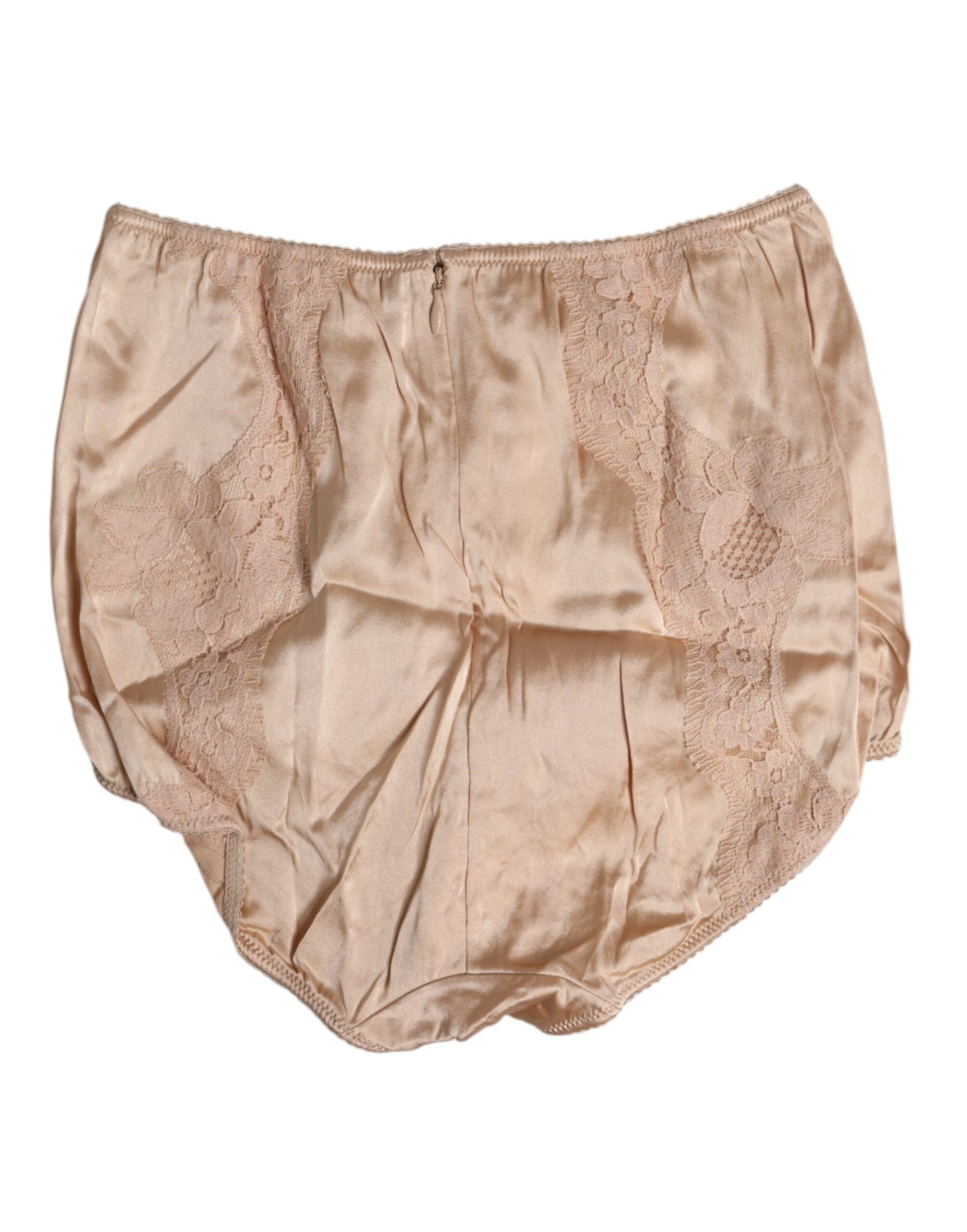 Dolce & Gabbana – Beigefarbene Bikini-Höschen-Unterwäsche aus Seidenspitze mit hoher Taille