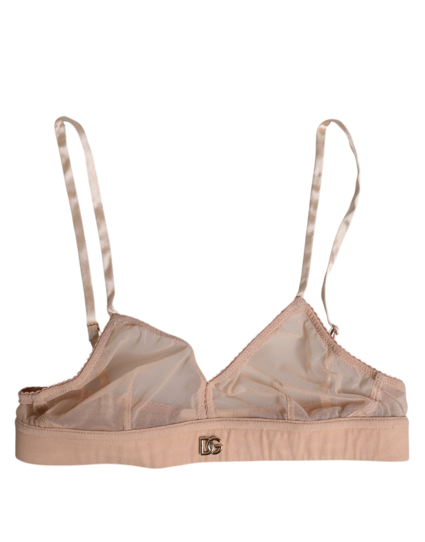 Dolce & Gabbana – Puderrosa Nylon-BH ohne Bügel mit DG-Logo