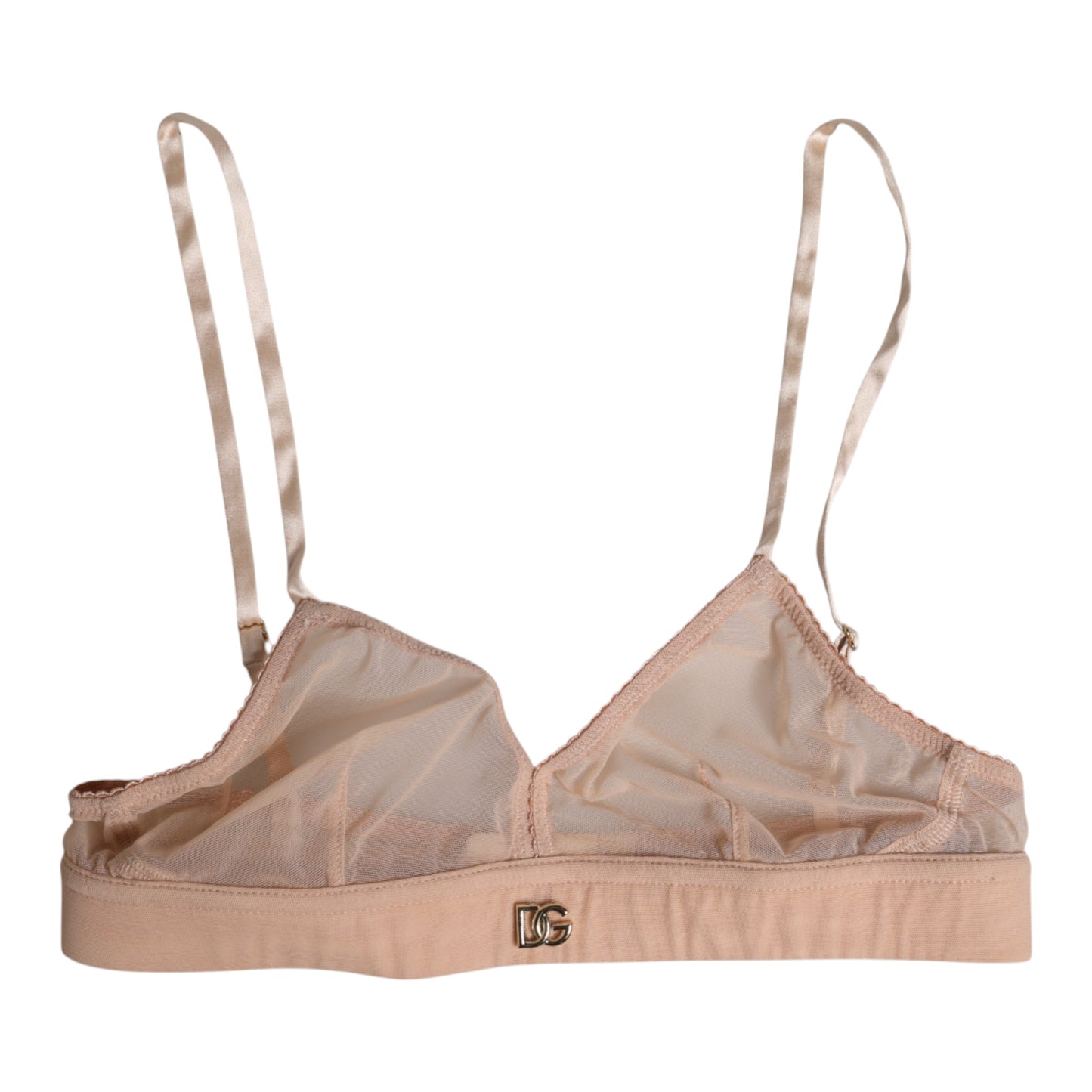 Dolce & Gabbana – Puderrosa Nylon-BH ohne Bügel mit DG-Logo