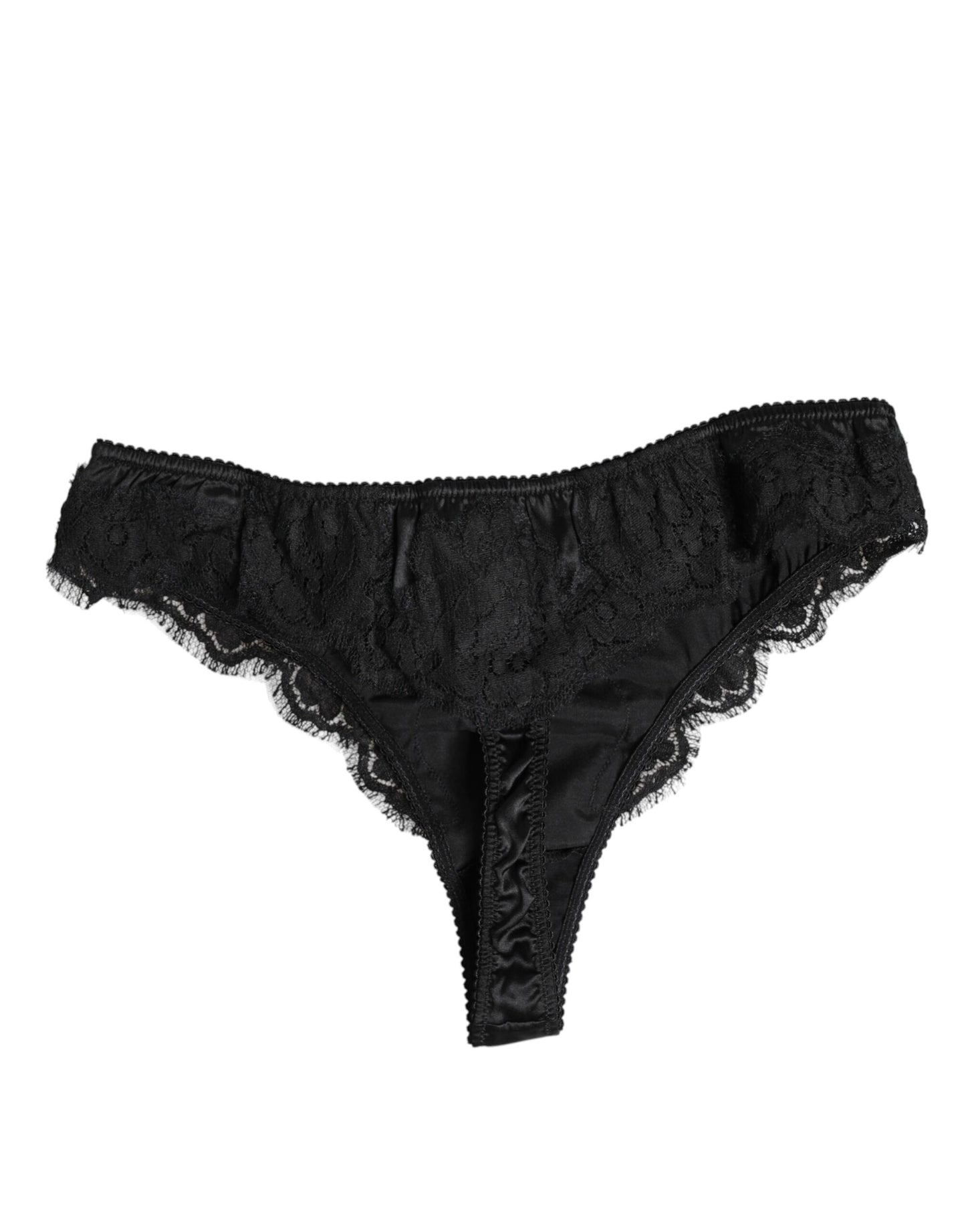 Dolce & Gabbana – Schwarze Bikini-Höschen-Unterwäsche aus Seidenspitze und Stretch