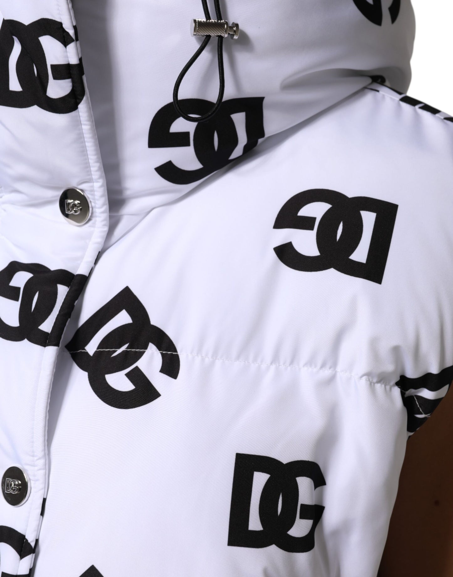 Dolce & Gabbana DG Mania Pufferjacke aus Polyester in Weiß und Schwarz