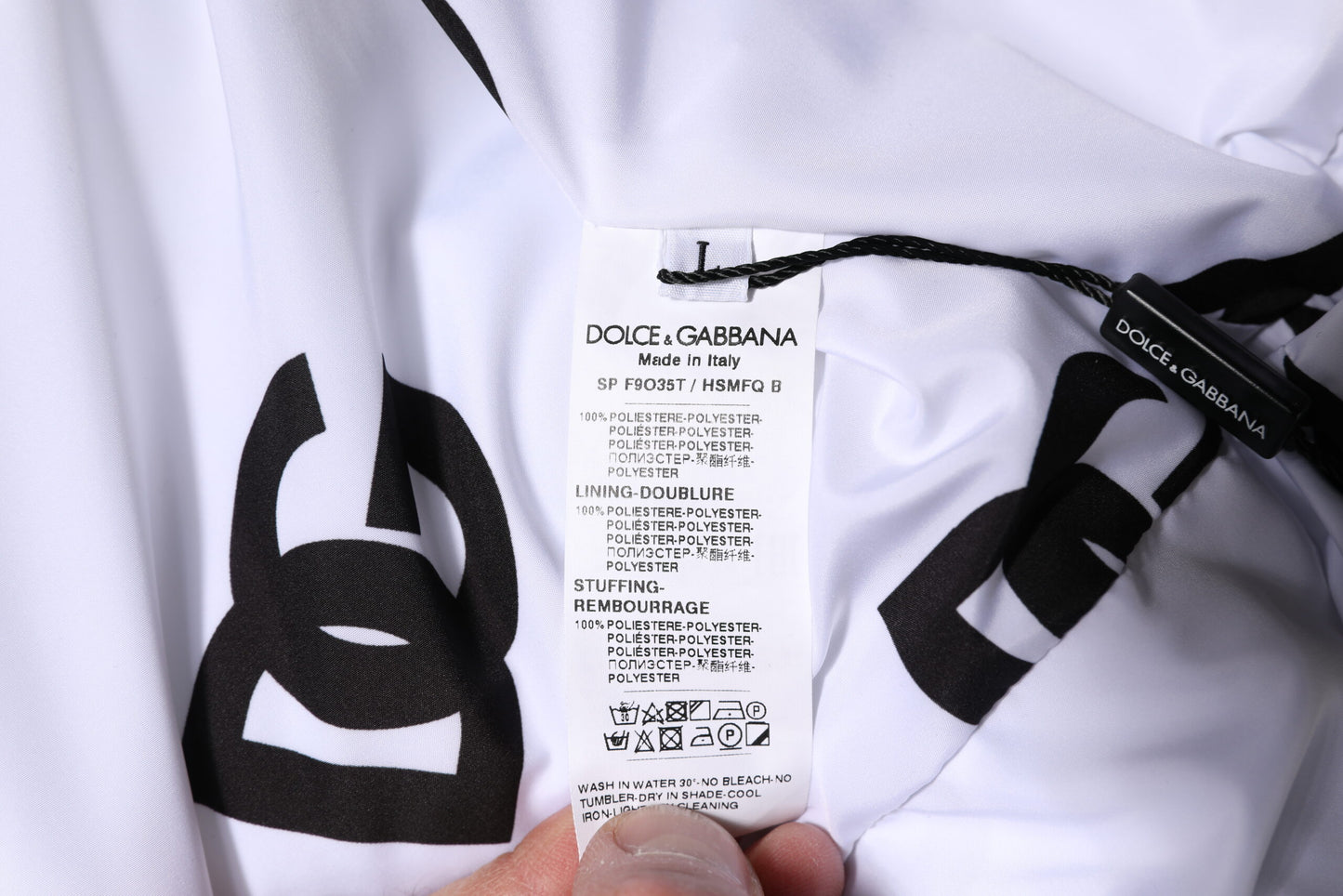 Dolce & Gabbana DG Mania Pufferjacke aus Polyester in Weiß und Schwarz