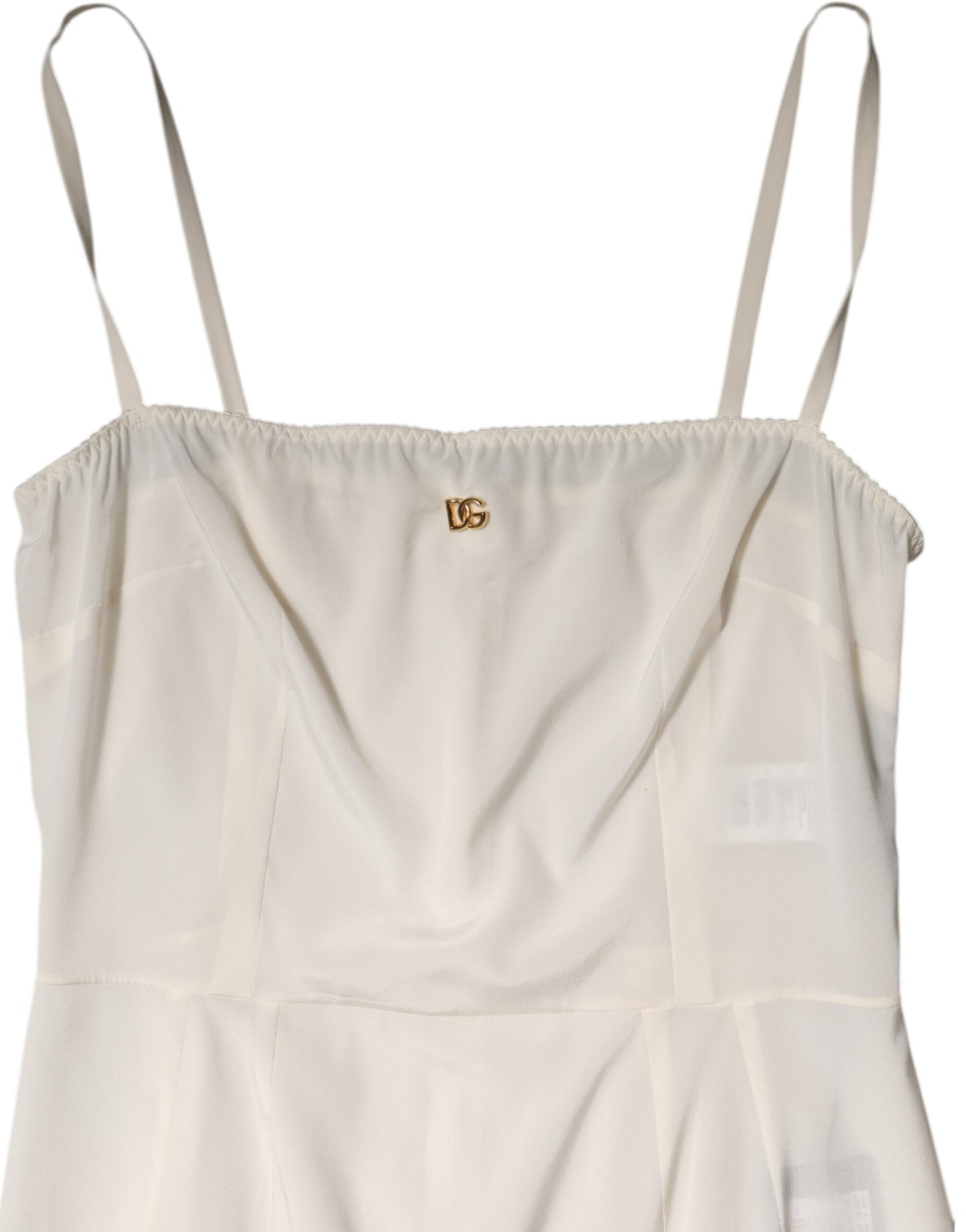 Dolce & Gabbana, weißes Unterkleid aus Seide mit DG-Logo, Nachtwäsche