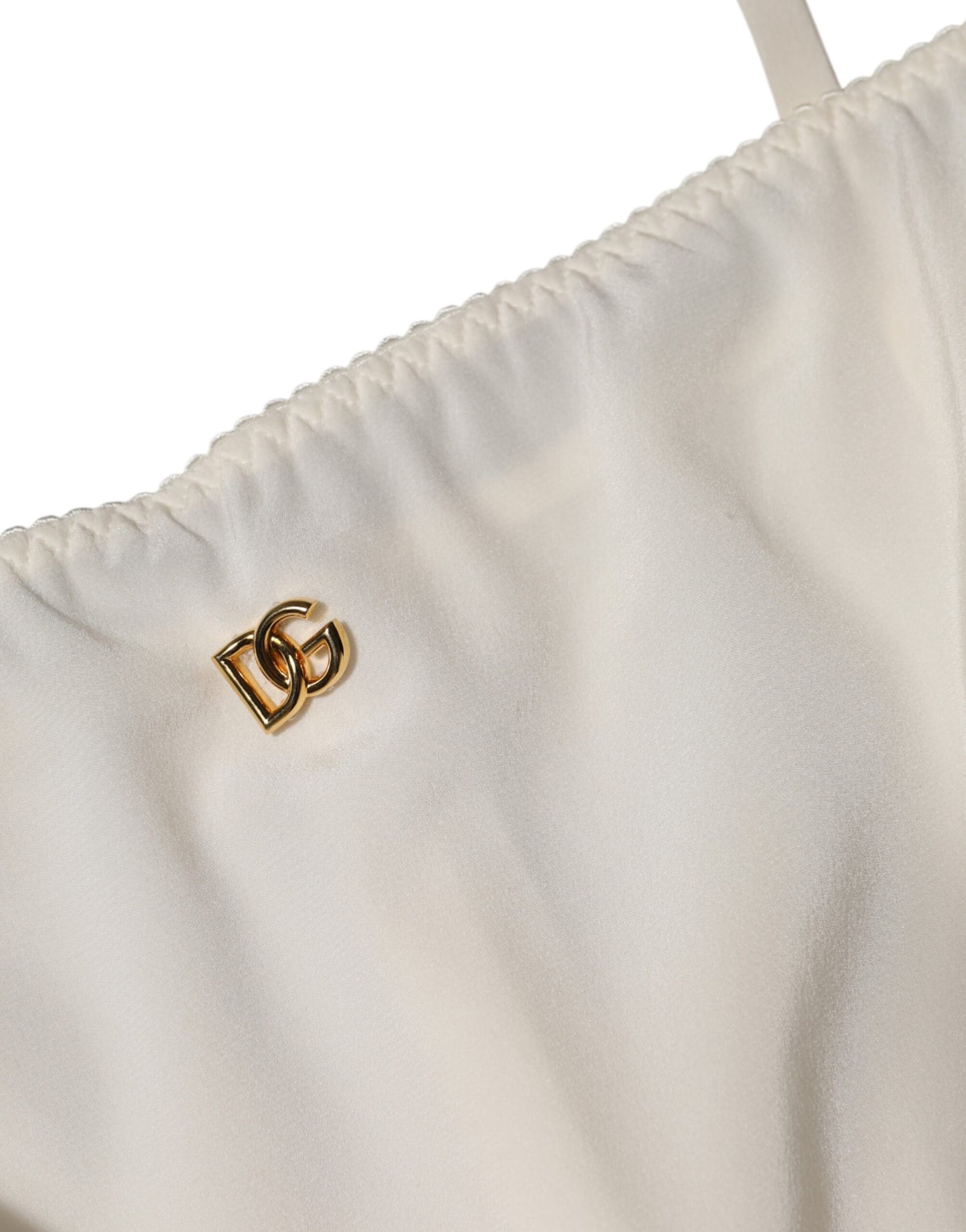 Dolce & Gabbana, weißes Unterkleid aus Seide mit DG-Logo, Nachtwäsche